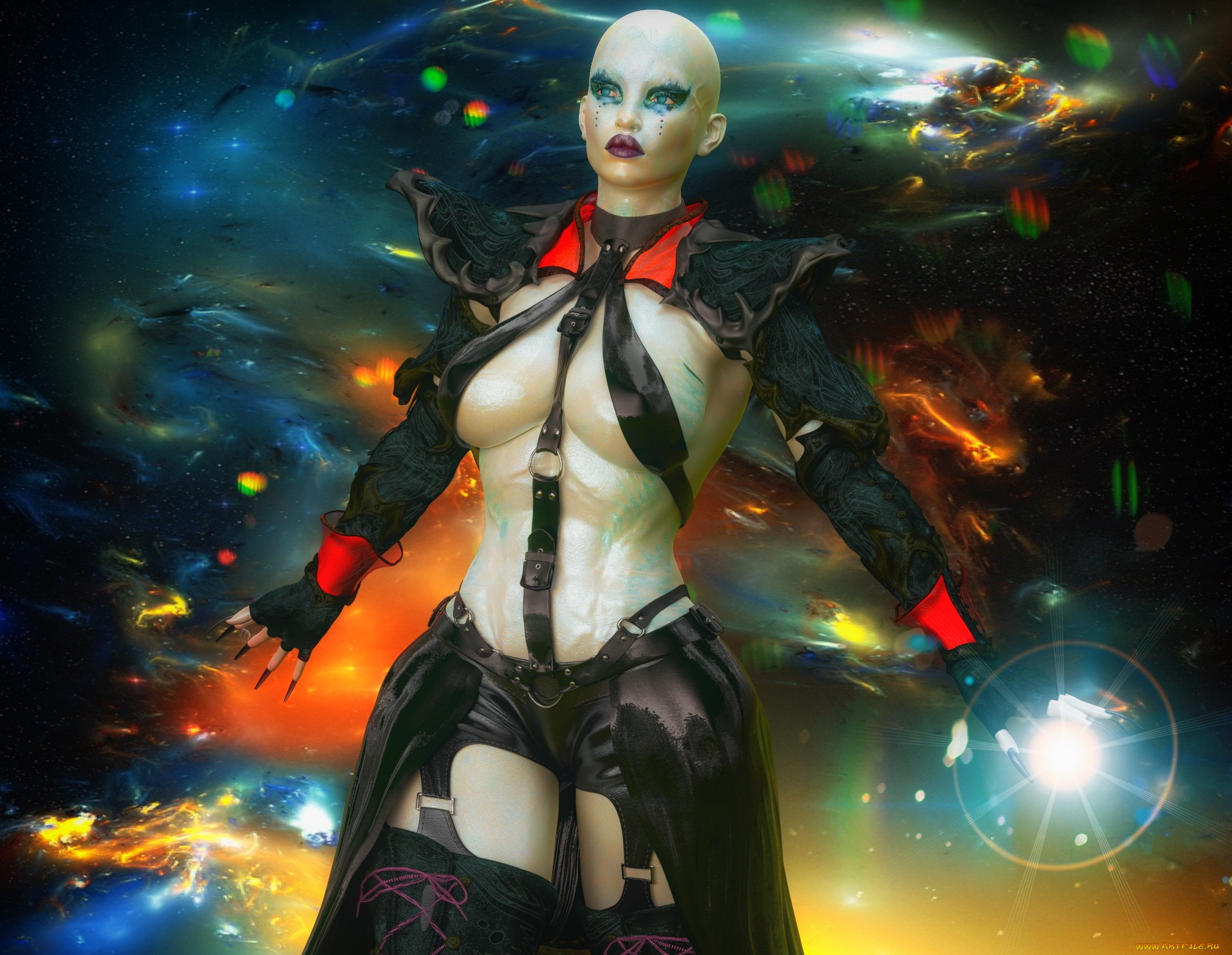 3д, графика, фантазия, , fantasy, девушка, взгляд, фон