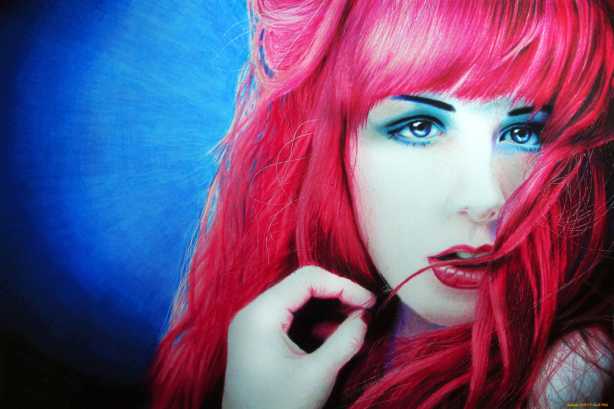 рисованное, люди, девушка, фон, взгляд