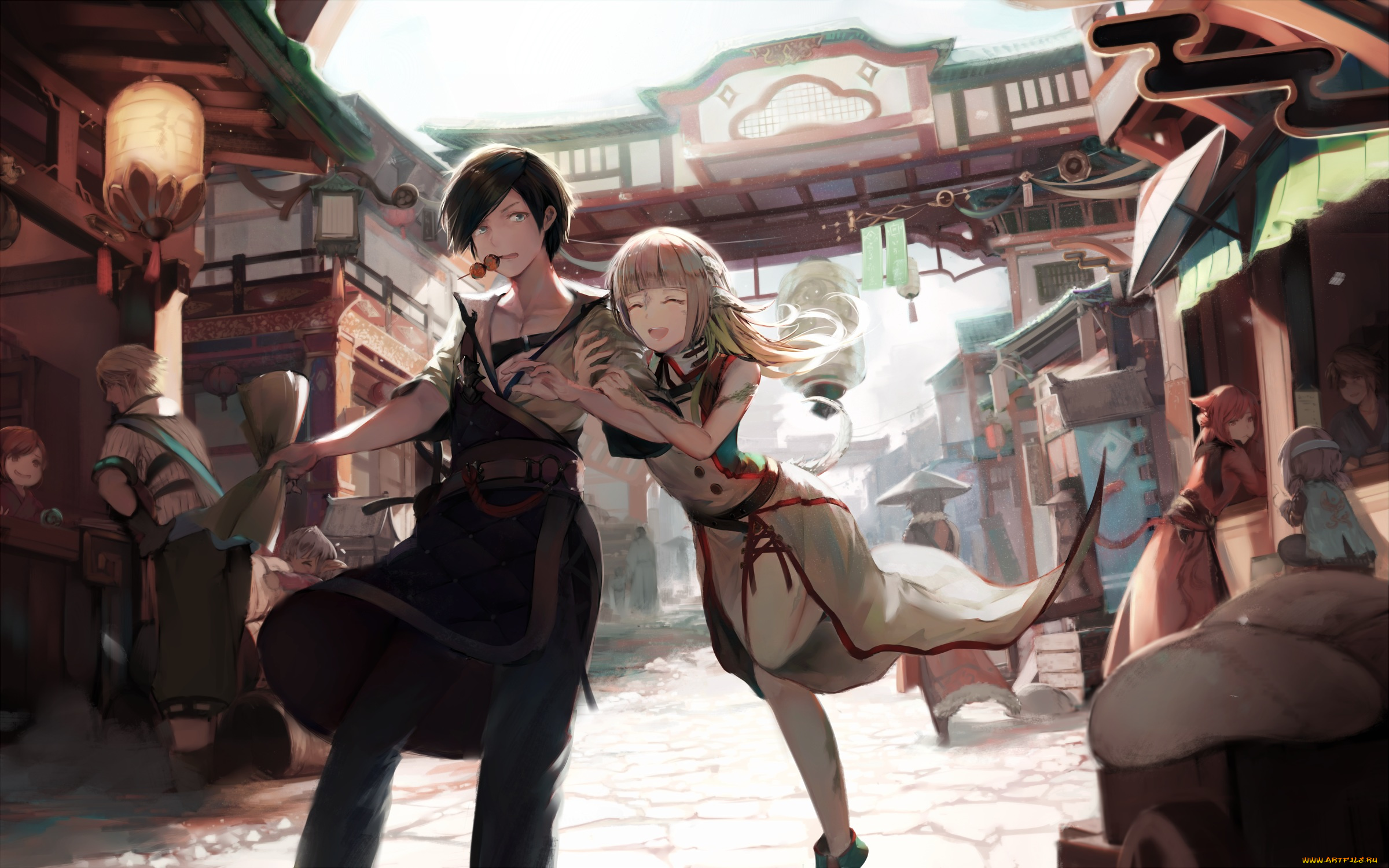 аниме, город, , улицы, , интерьер, , здания, девушка