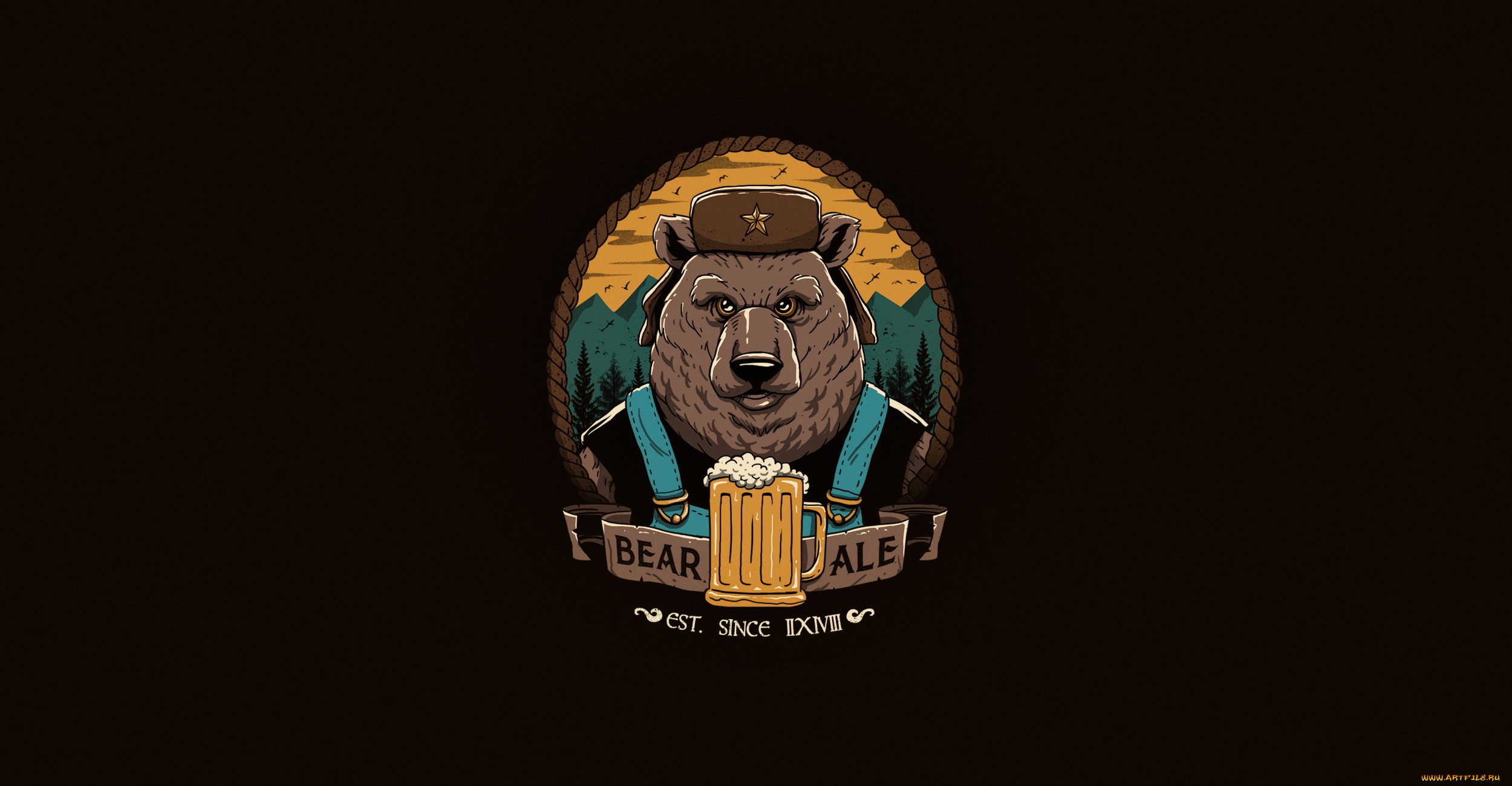 рисованное, минимализм, рисунок, пиво, медведь, арт, bear, beer, vincenttrinidad, day, ale, papa, and