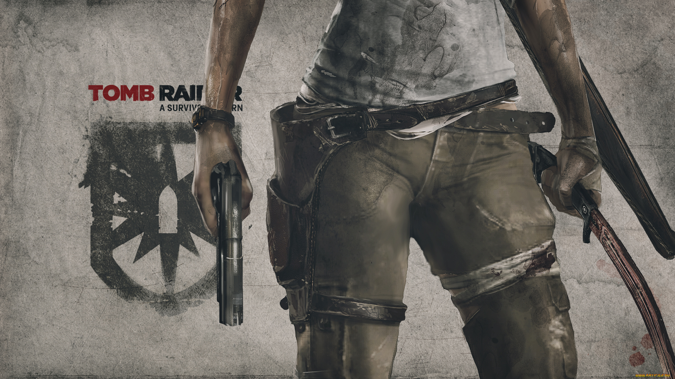 видео, игры, tomb, raider, 2013, мачете, пистолет, девушка, фон