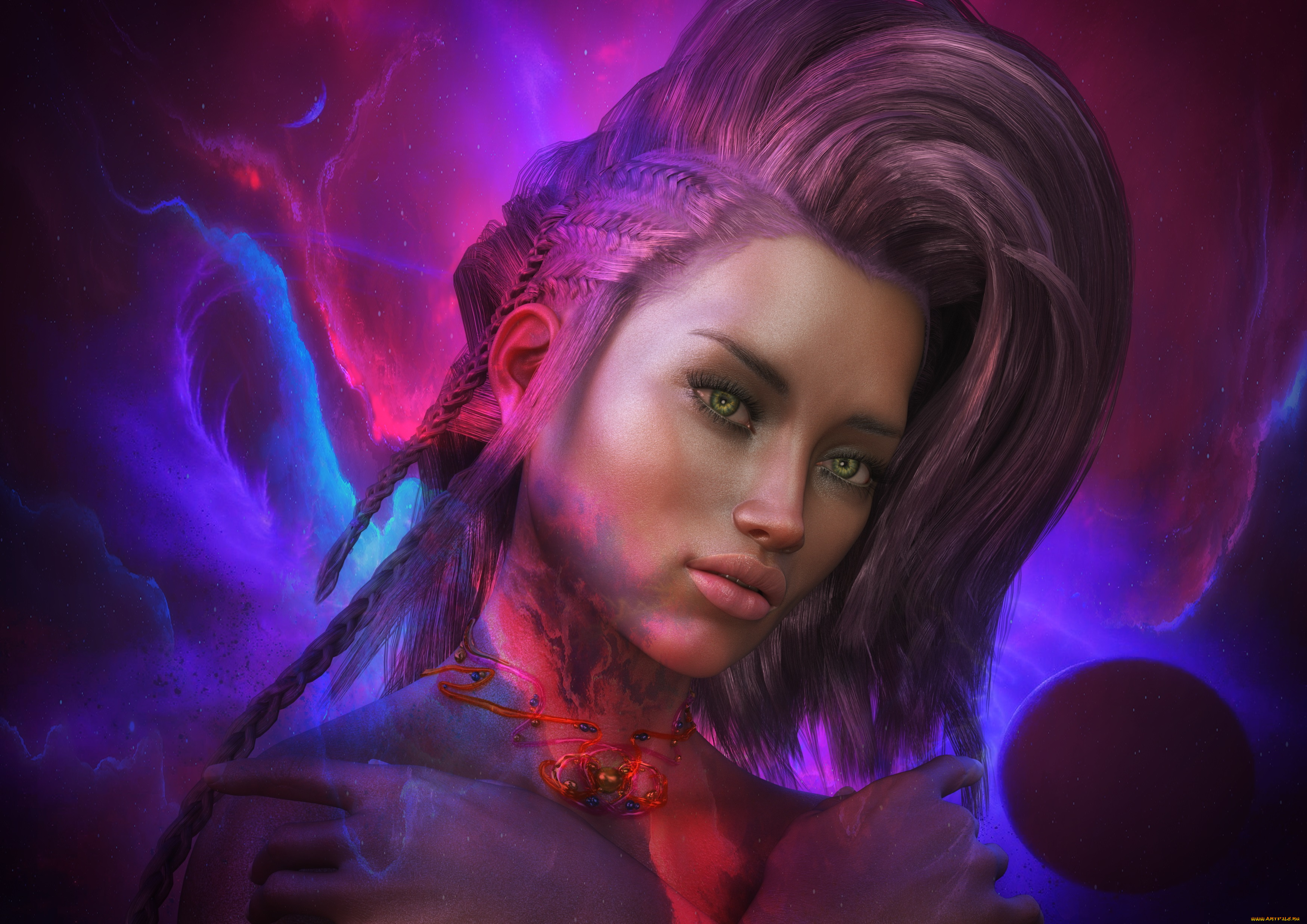 3д, графика, портрет, , portraits, девушка, взгляд, фон