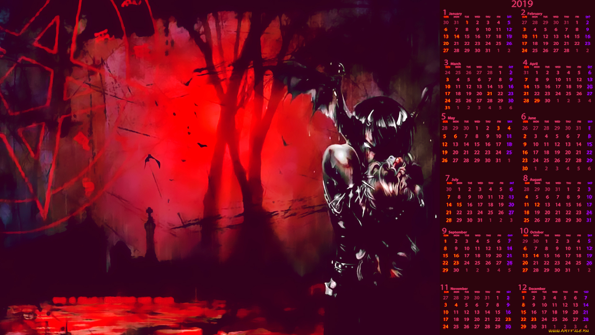 календари, фэнтези, существо, логотип, calendar, 2019