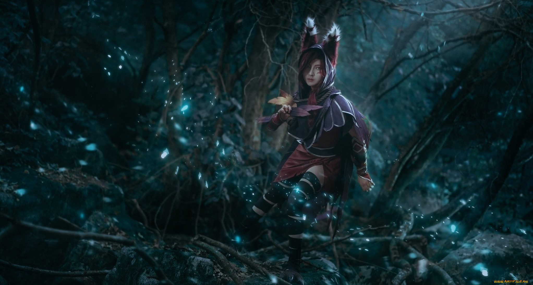 девушки, -, креатив, , косплей, костюм, лес