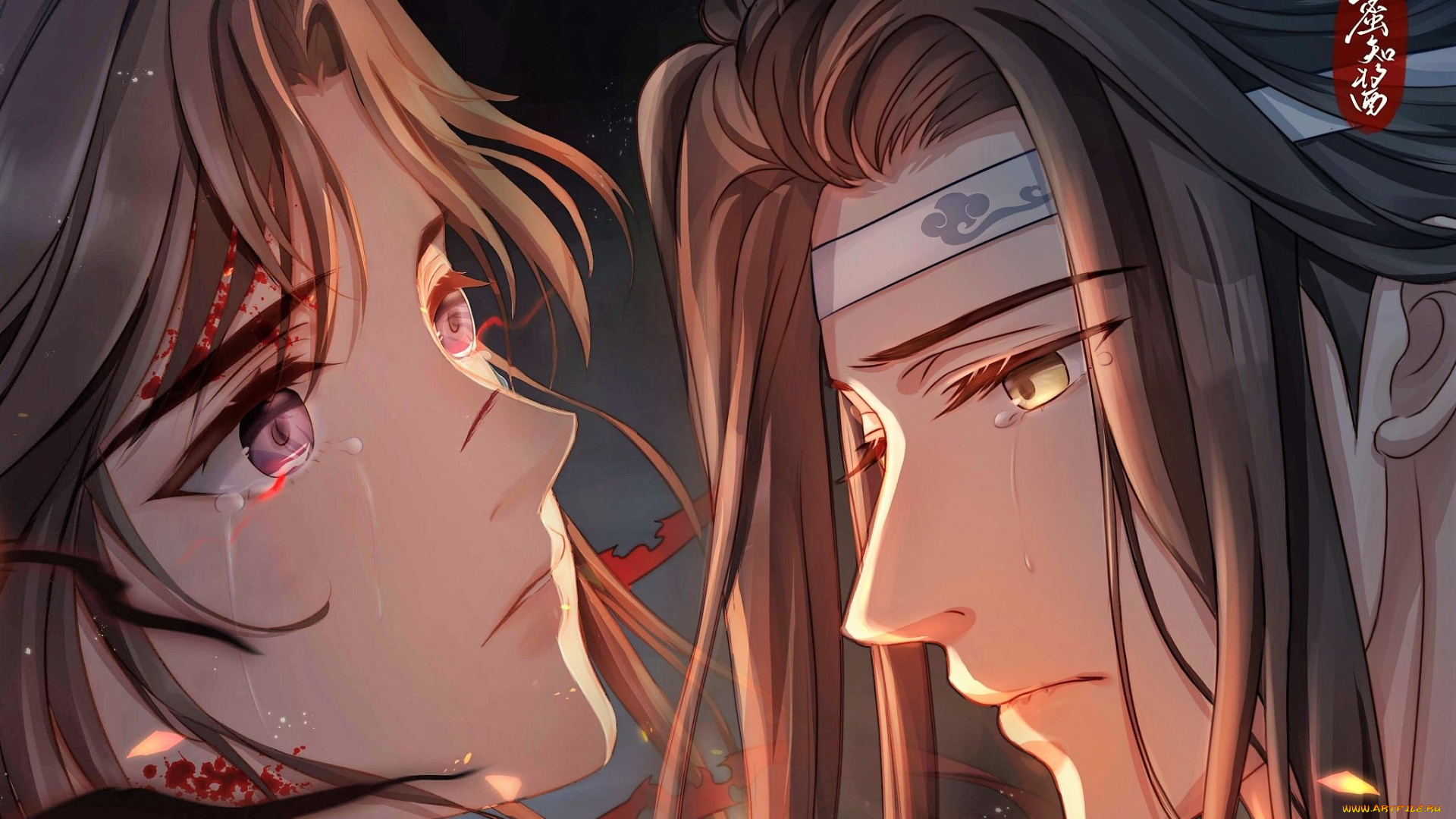 аниме, mo, dao, zu, shi, вэй, усянь, лань, ванцзы, слезы, кровь, лица