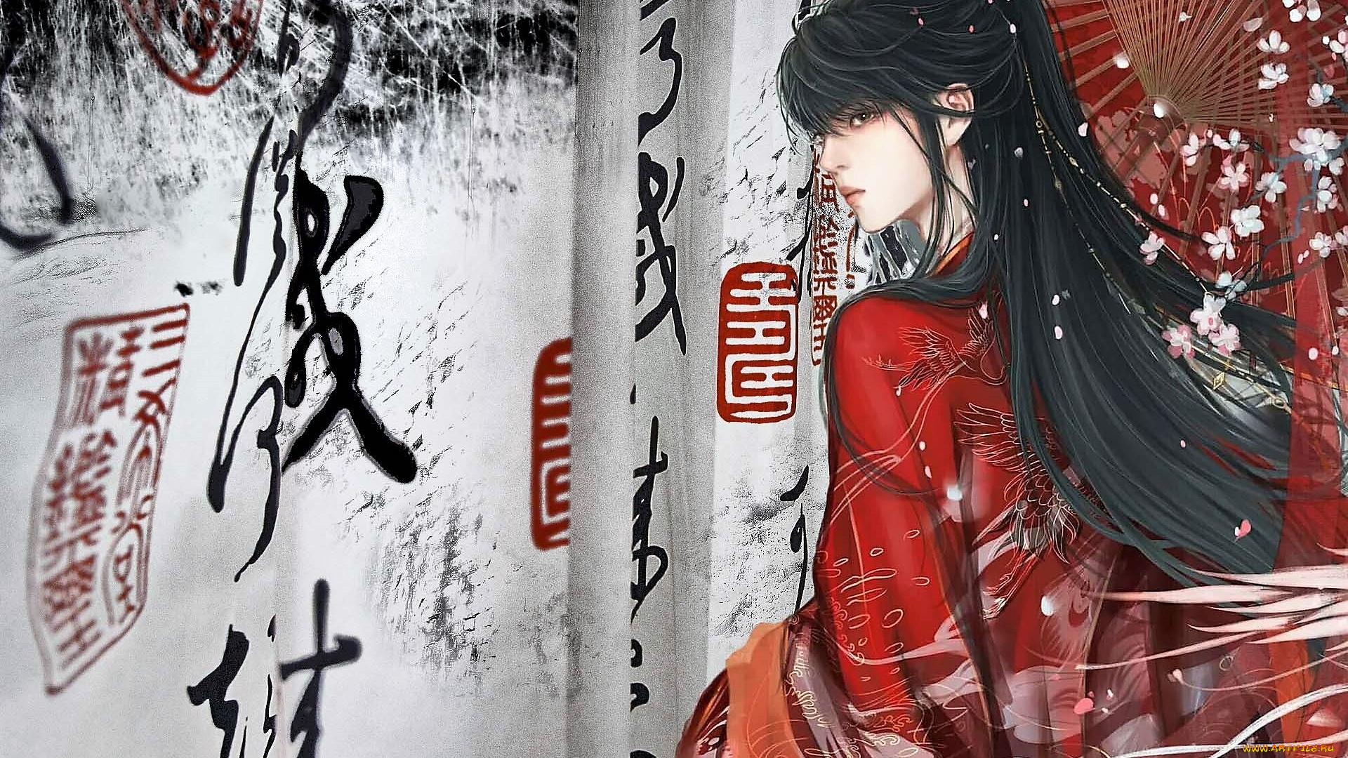 аниме, mo, dao, zu, shi, вэй, усянь, зонт, ткань