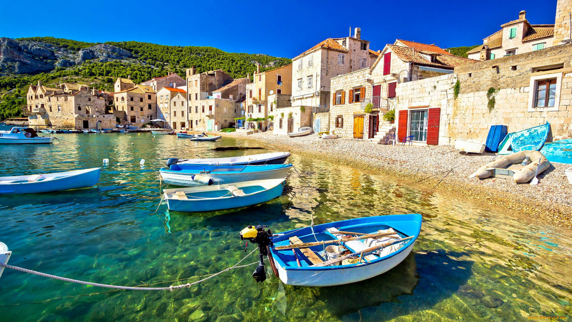 корабли, разные, вместе, набережная, лодки, моторки, дома