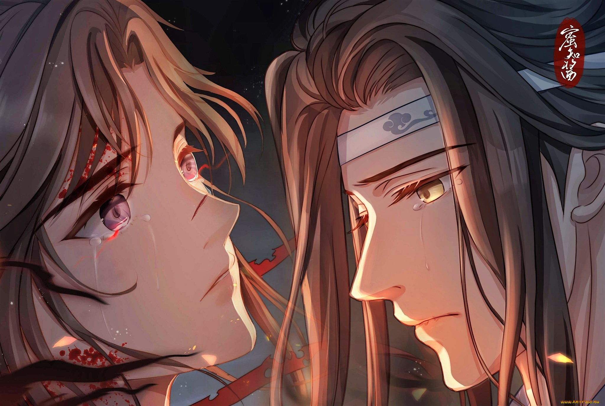 аниме, mo, dao, zu, shi, вэй, усянь, лань, ванцзы, слезы, кровь, лица