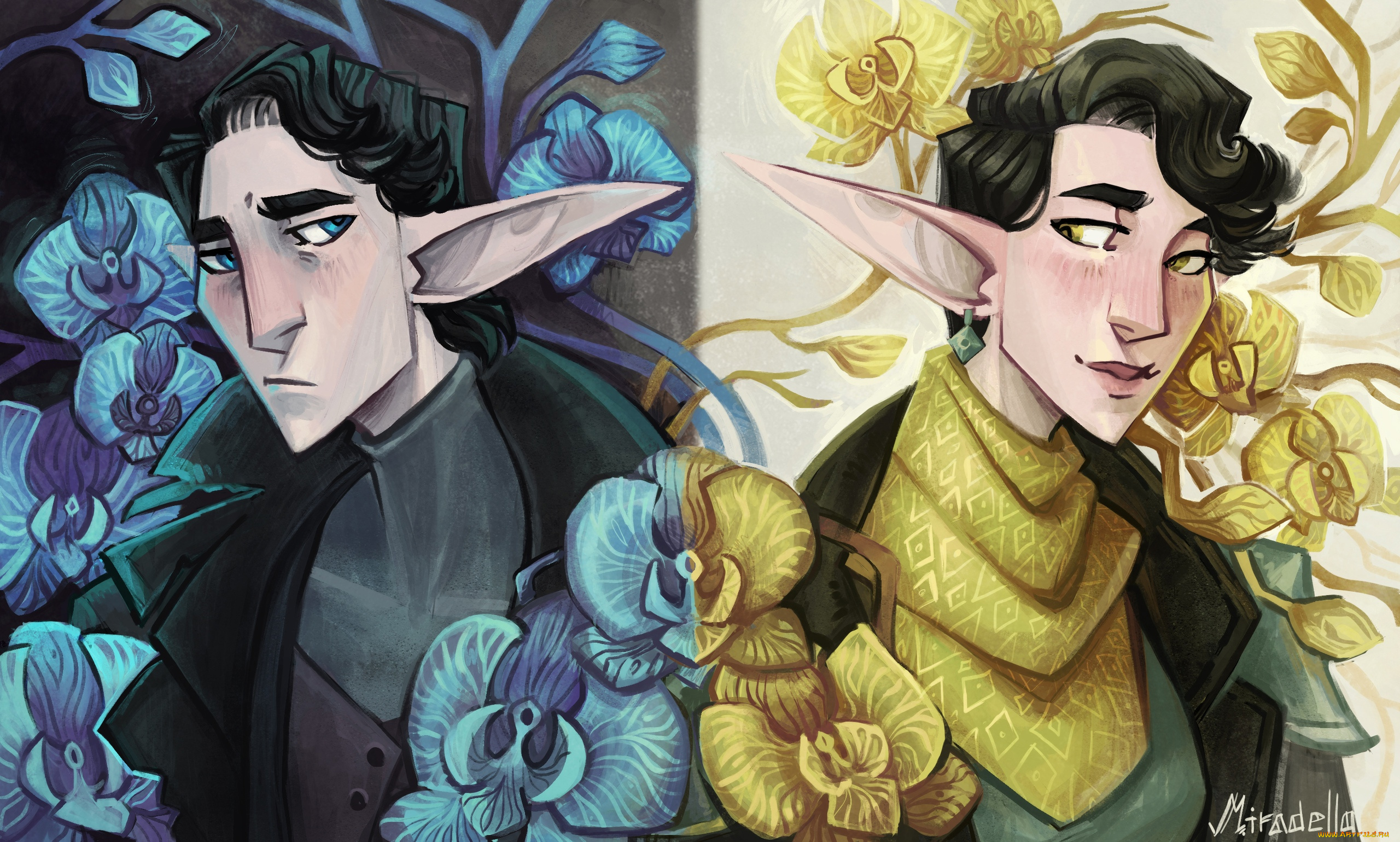 фэнтези, эльфы, орхидеи