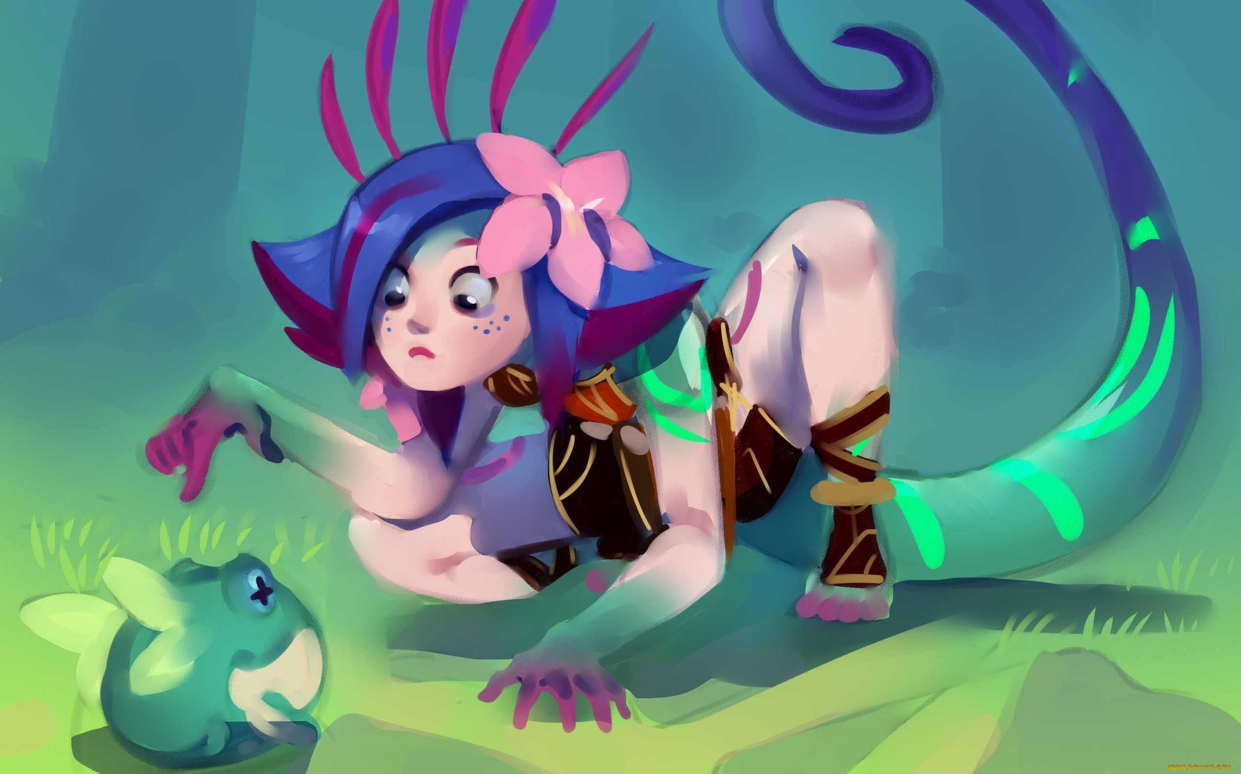 видео, игры, league, of, legends, хвост, зверек, neeko