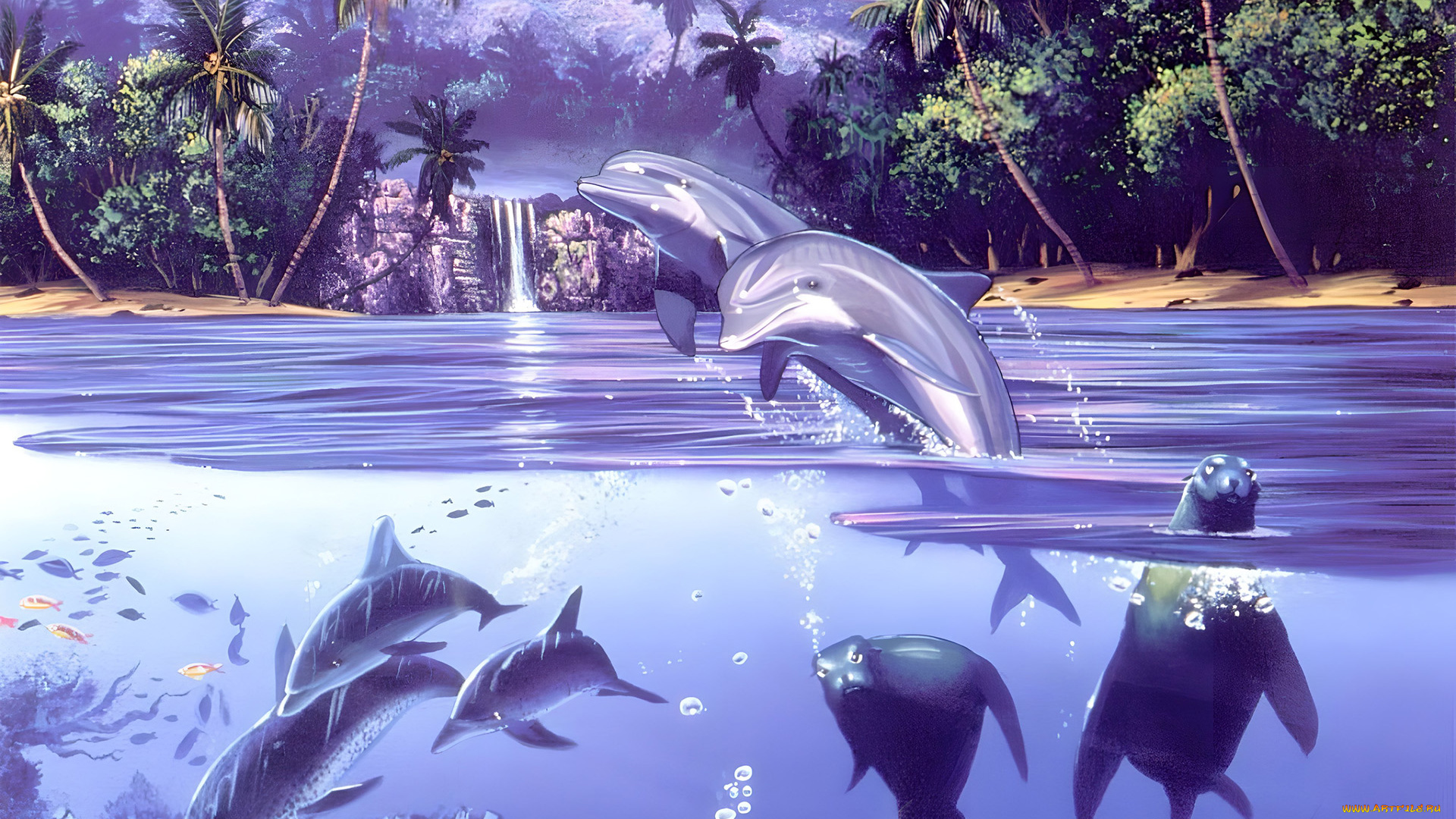 295260, рисованное, животные, морские, обитатели