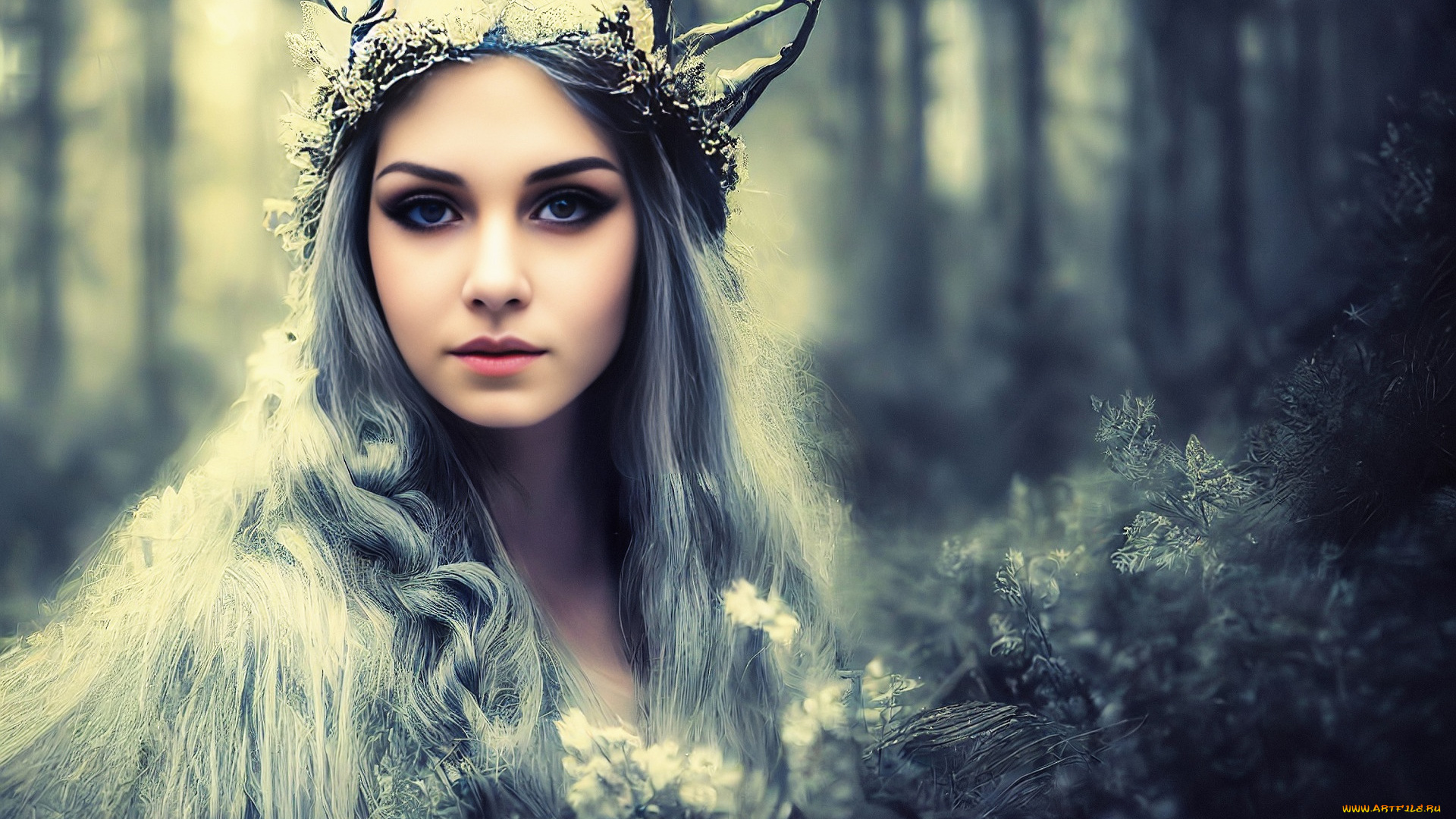 фэнтези, фотоарт, лицо, бенок, лес