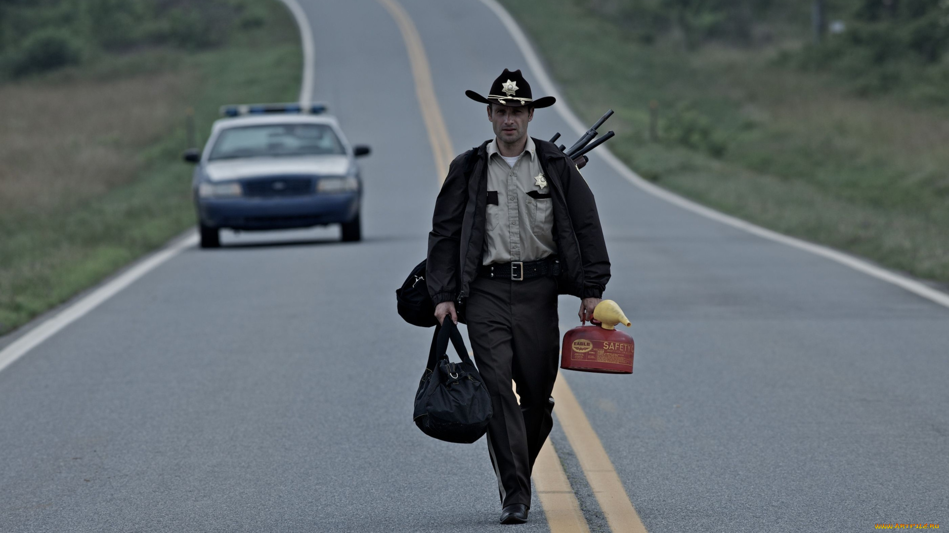 кино, фильмы, the, walking, dead, полицейский, сумки, машина, дорога