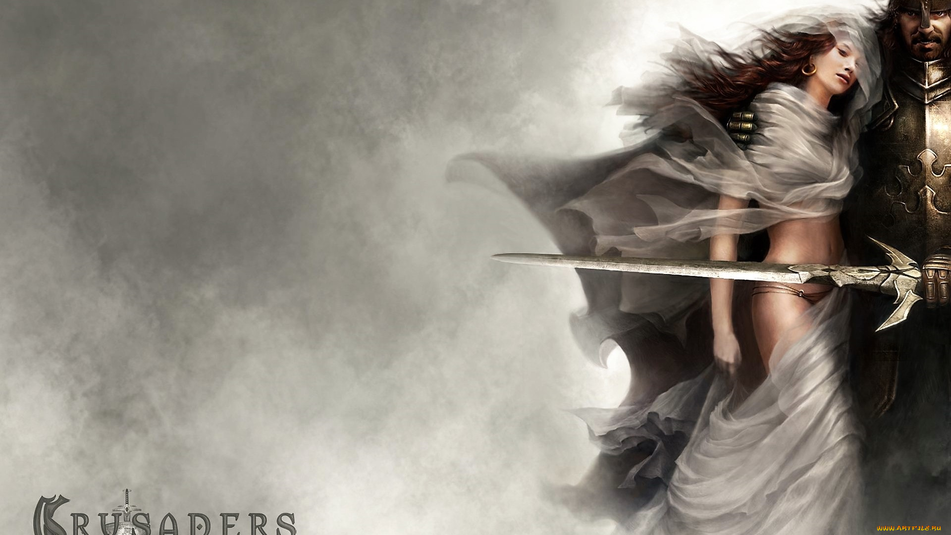 видео, игры, crusaders, , thy, kingdom, come, рыцарь, меч, девушка