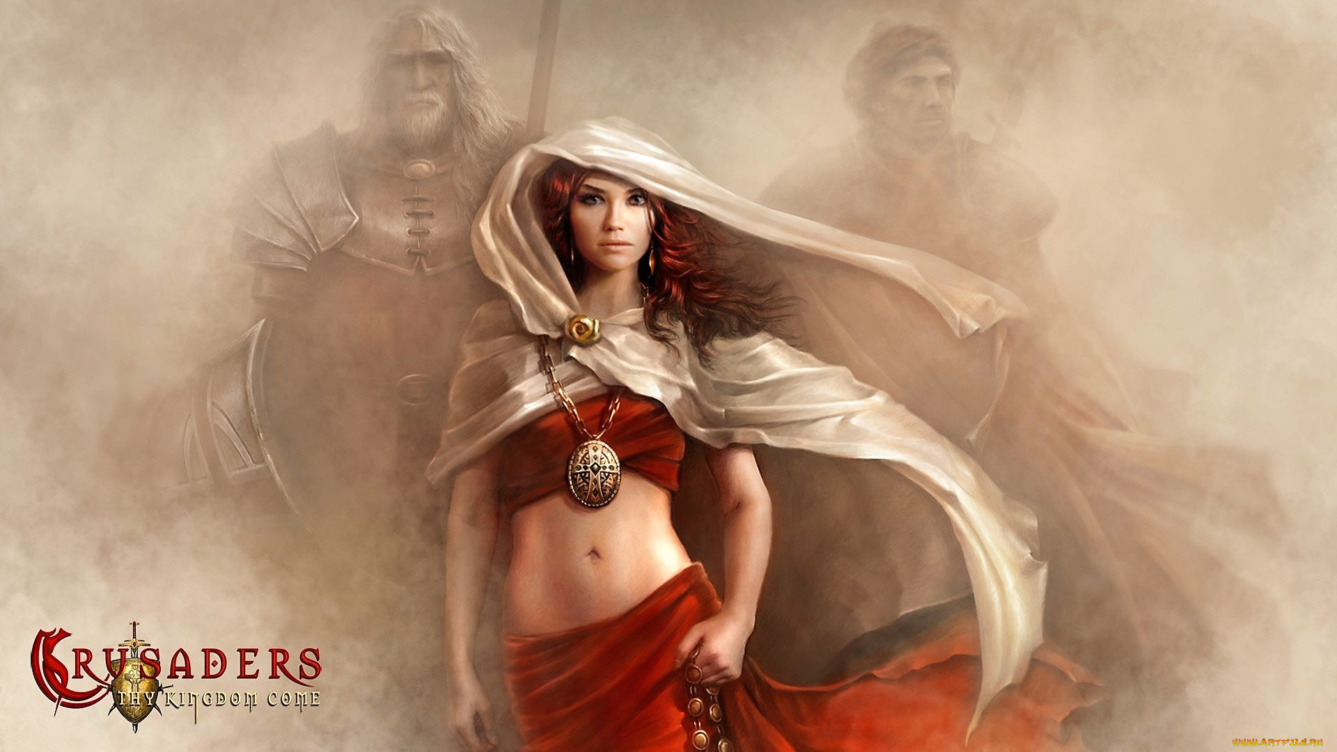 видео, игры, crusaders, , thy, kingdom, come, женщина, накидка, украшения