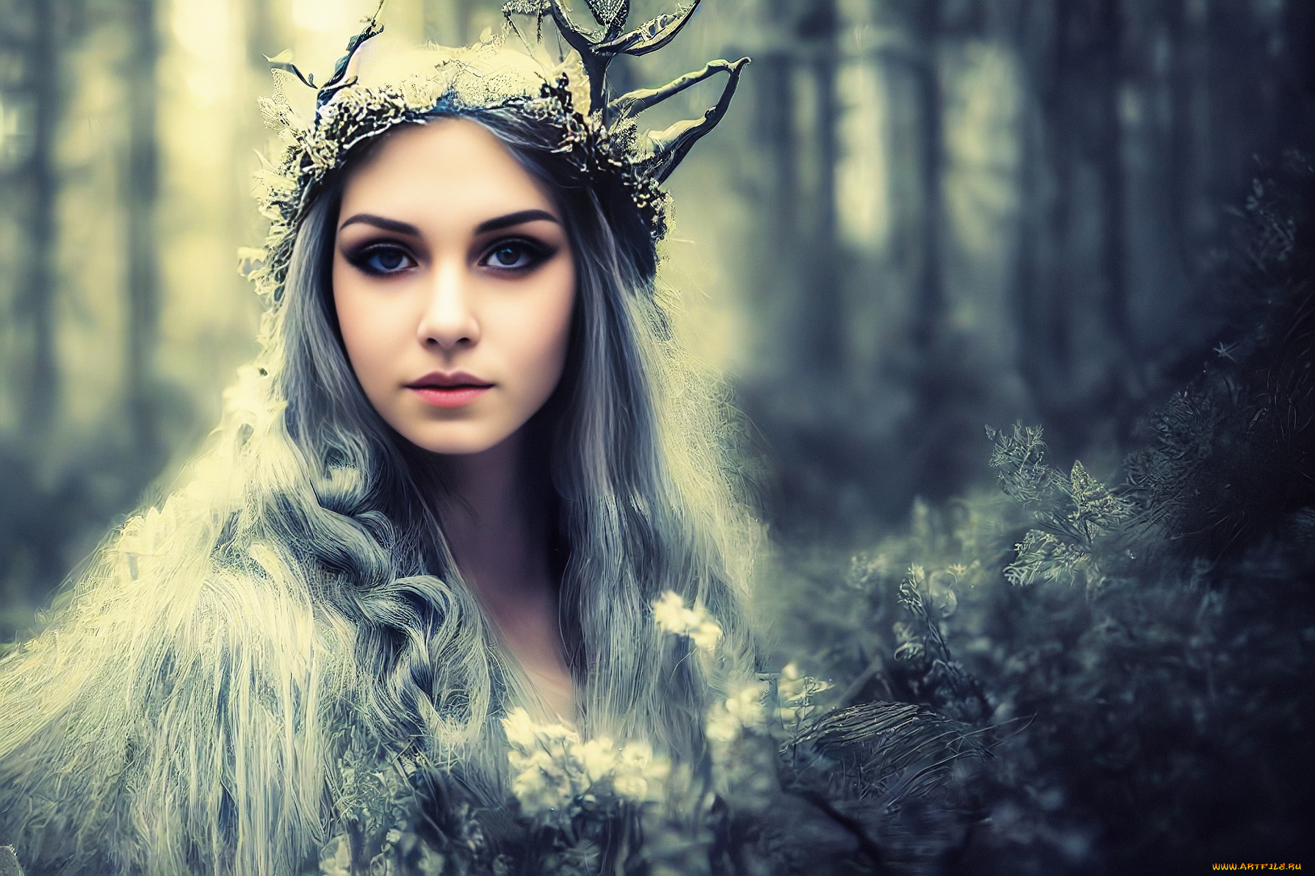 фэнтези, фотоарт, лицо, бенок, лес