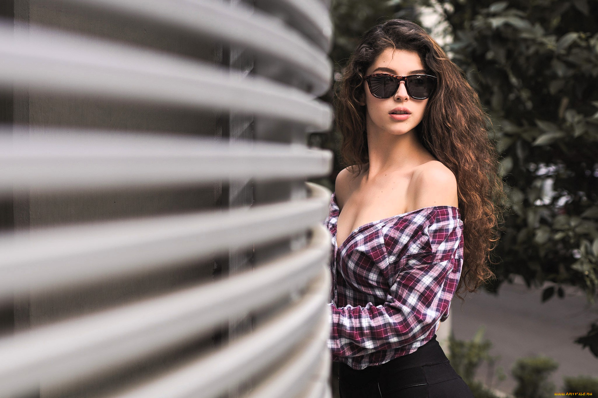 девушки, -, брюнетки, , шатенки, шатенка, очки, рубашка, стена