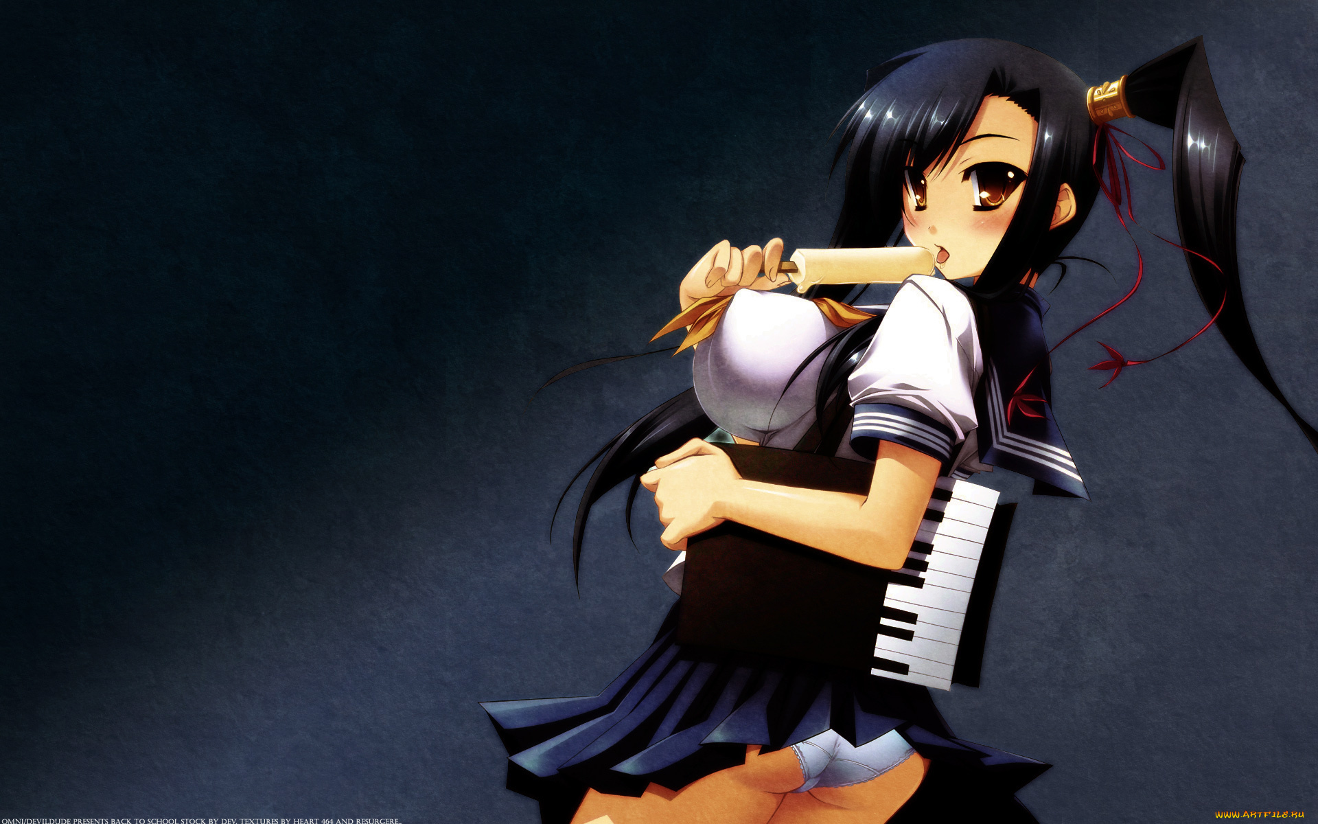 аниме, koihime, musou, грудь, взгляд, мороженное, трусики, ленточки