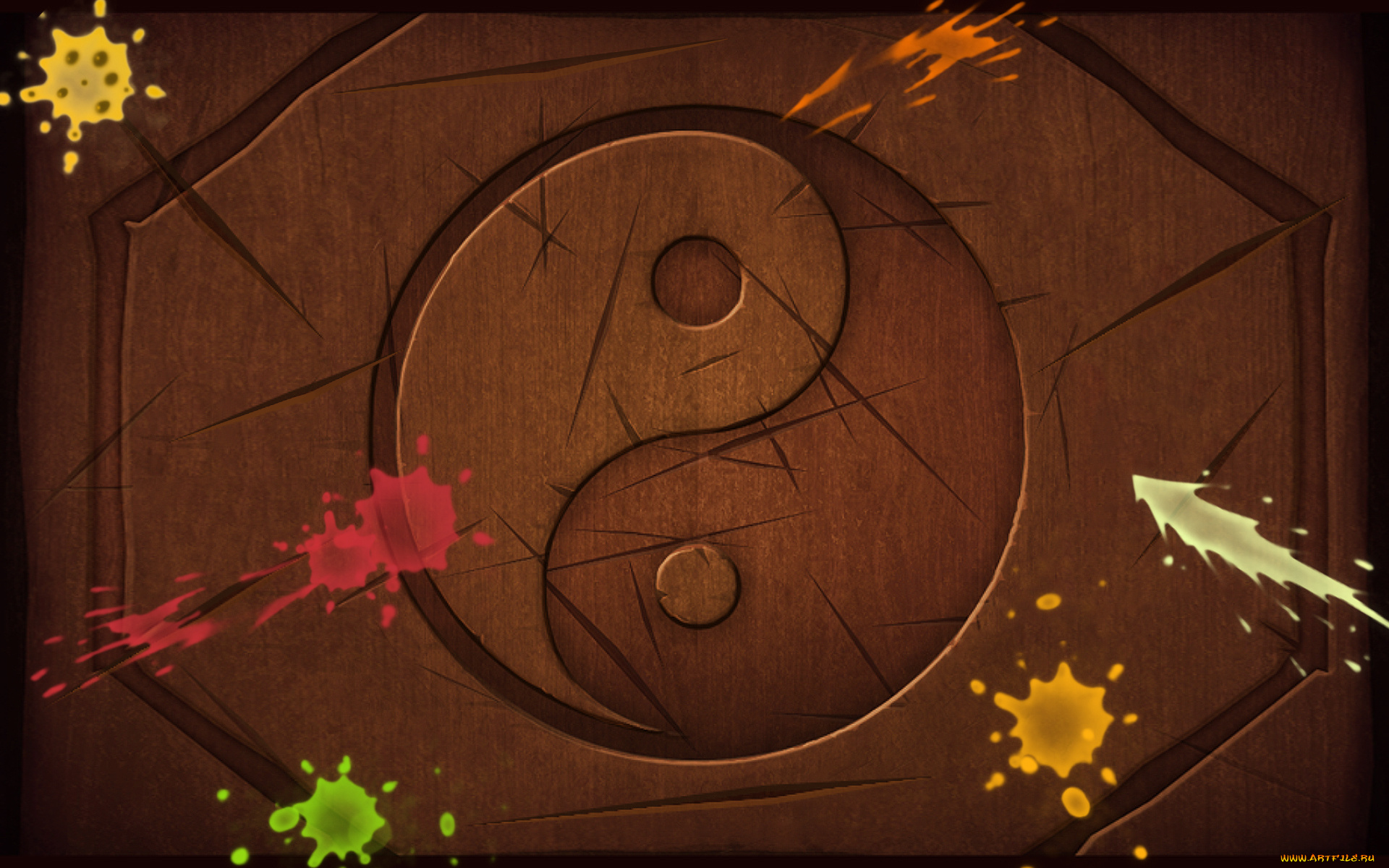 векторная, графика, yin, yang