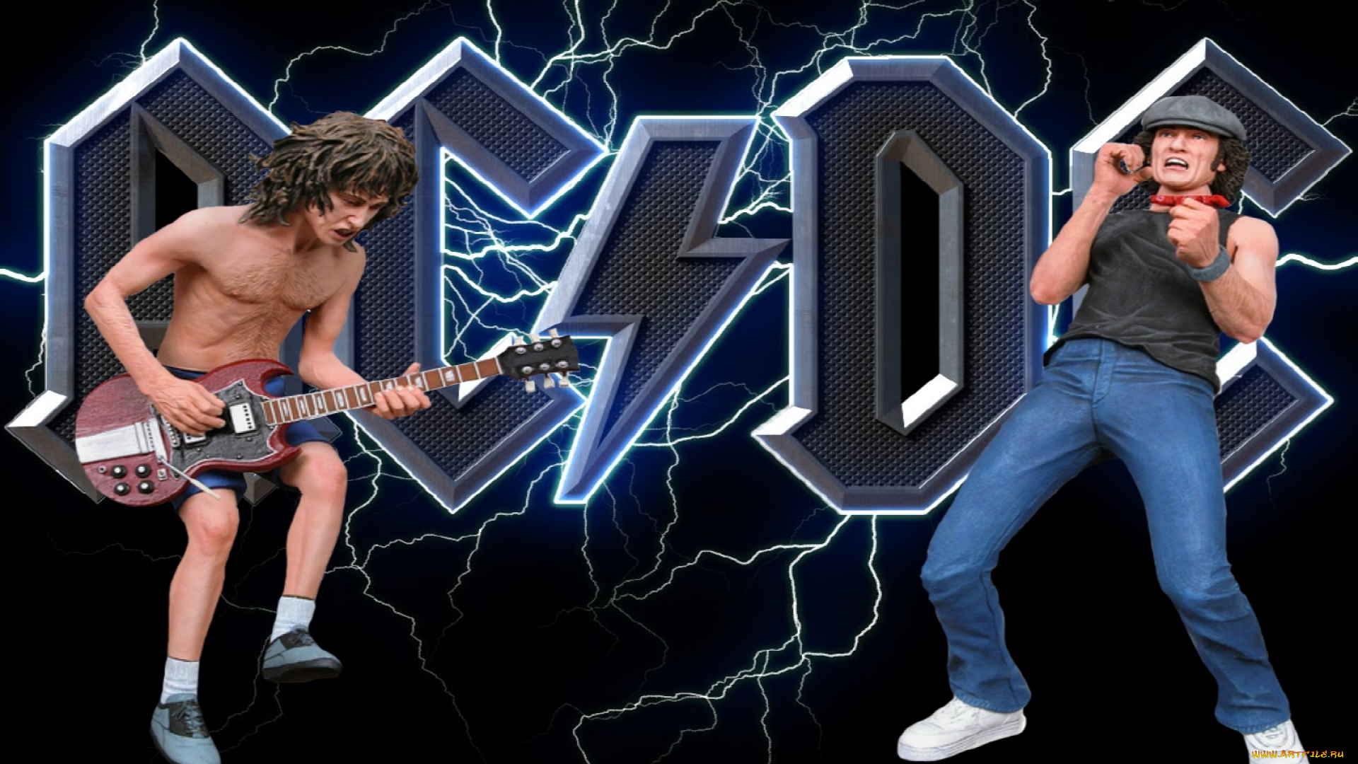 ac, dc, музыка, солист, гитарист, плакат