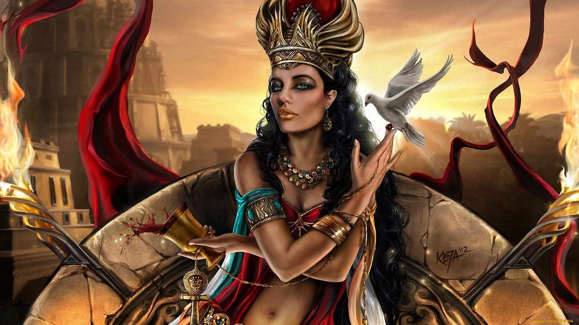 фэнтези, девушки, семирамида, царица