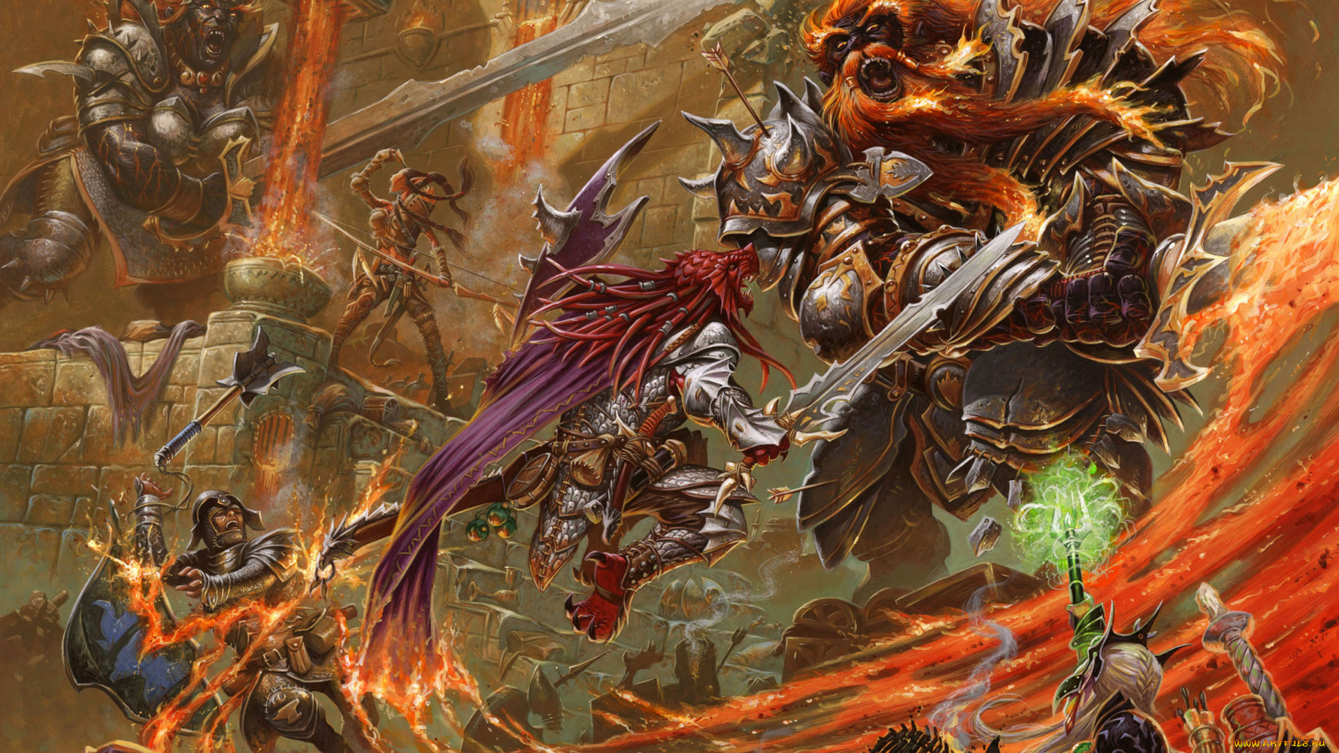 фэнтези, существа, сражение, битва, чудовища, монстры