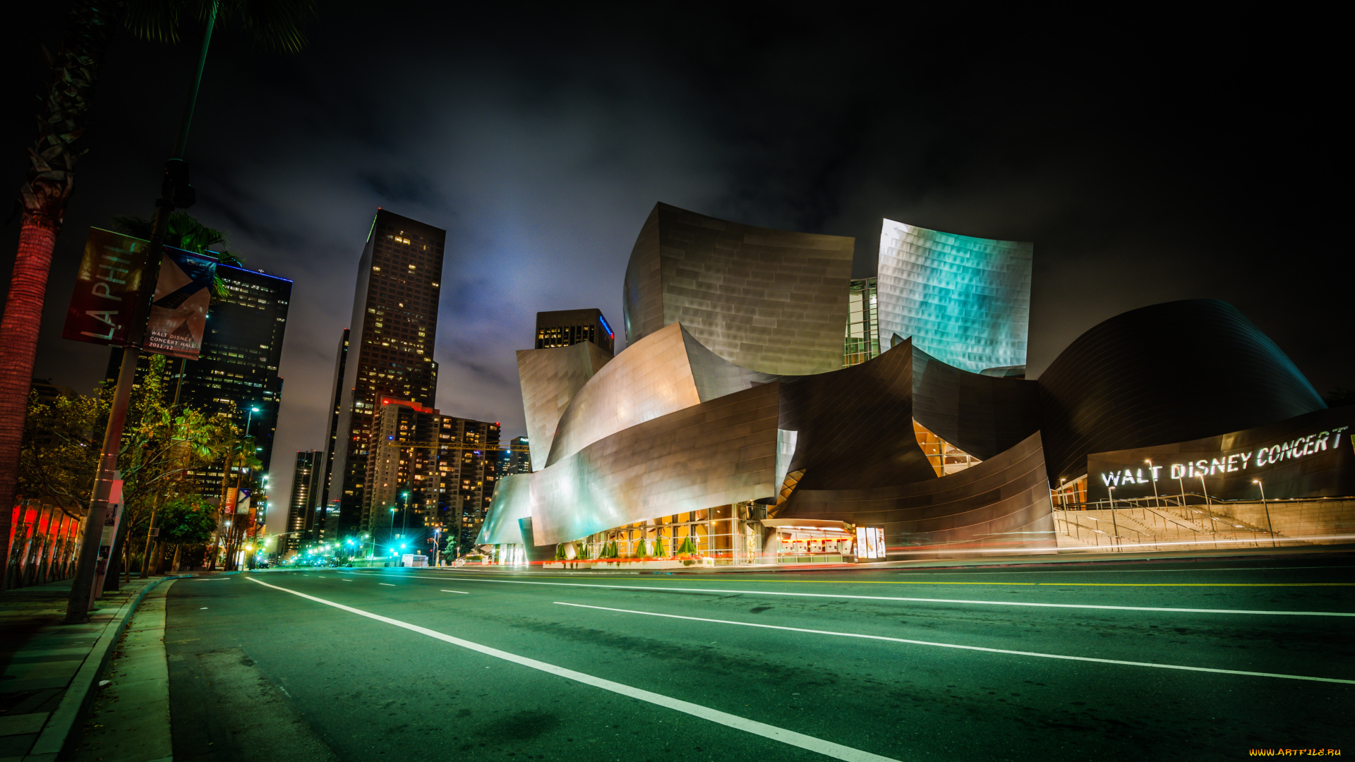 города, здания, дома, лос, анжелес, концертный, зал, уолт, дисней