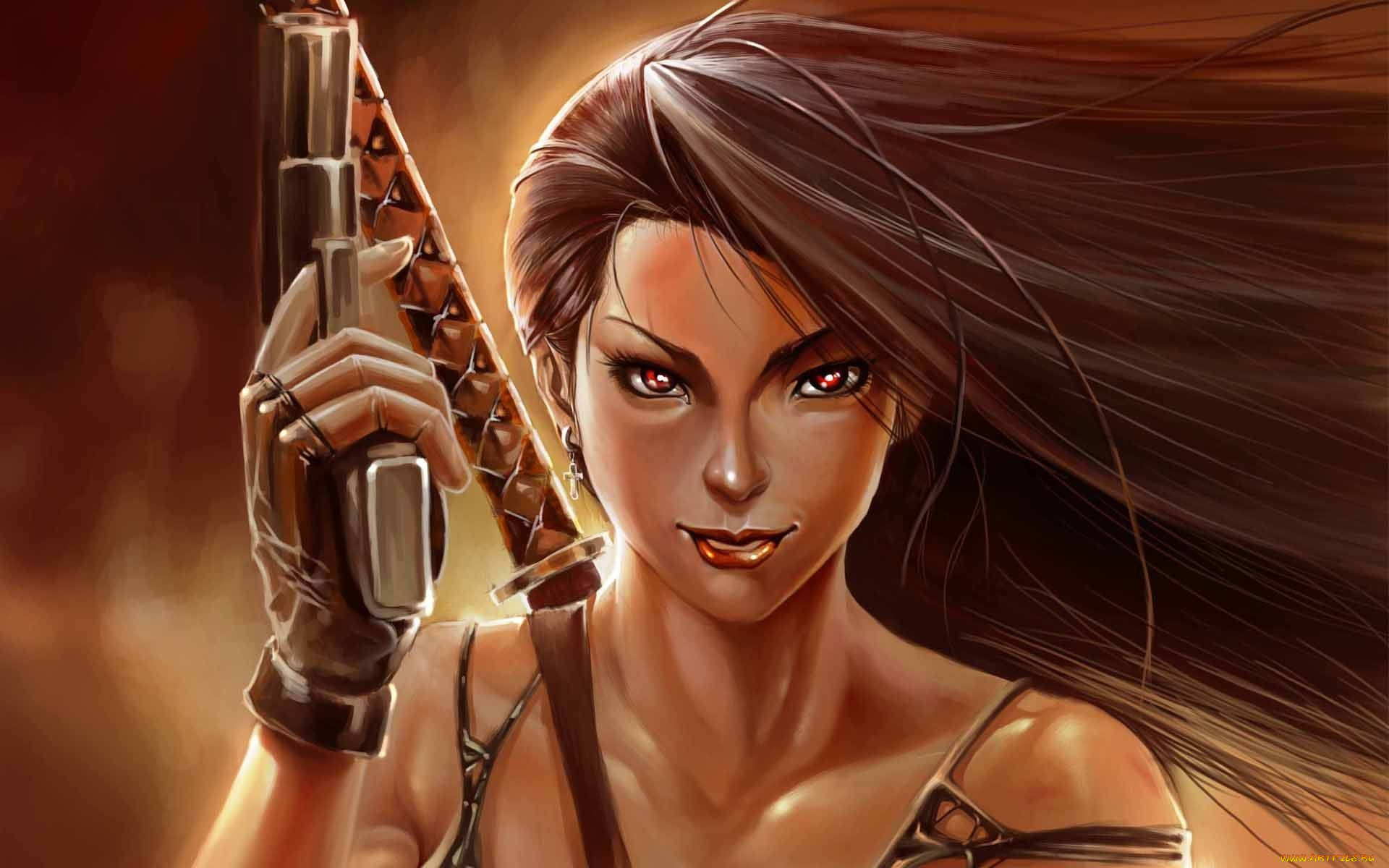 фэнтези, девушки, пистолет