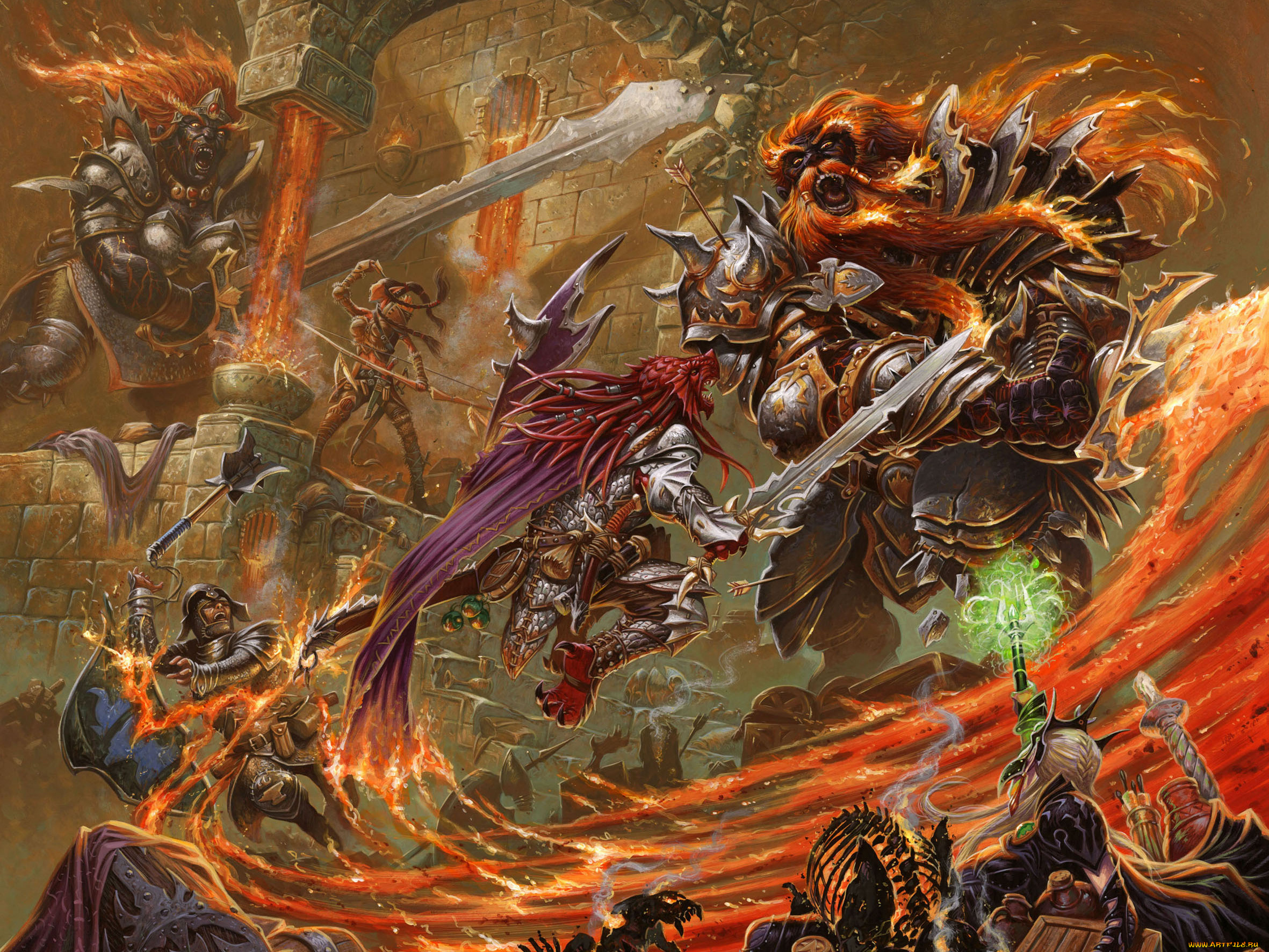 фэнтези, существа, сражение, битва, чудовища, монстры