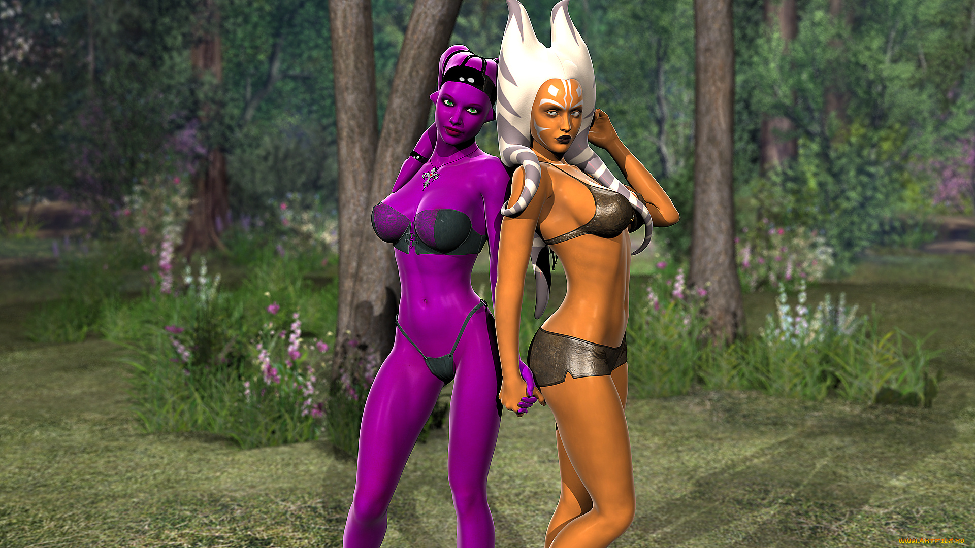 3д, графика, creatures, существа, девушки