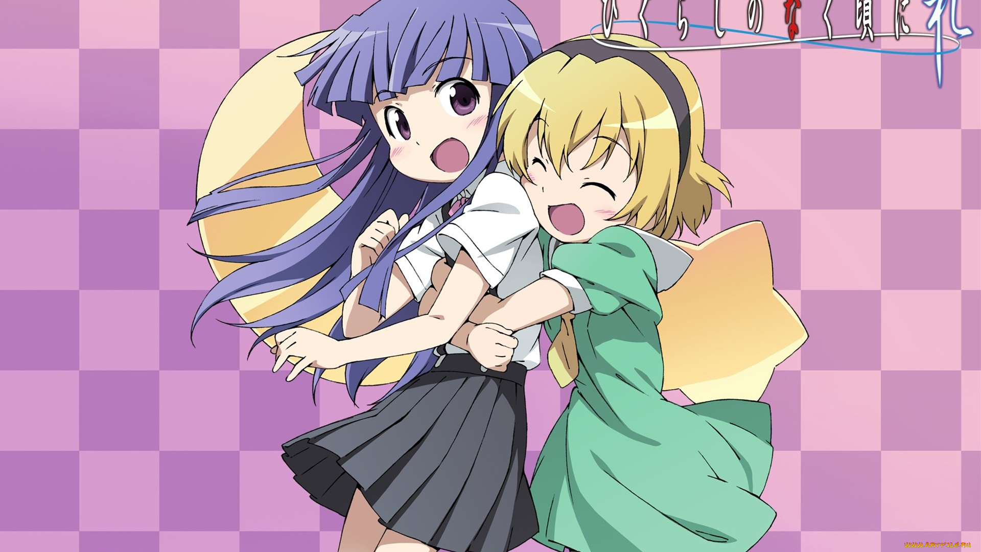 аниме, higurashi, no, naku, koro, ni, девушки, furude, rika, houjou, satoko