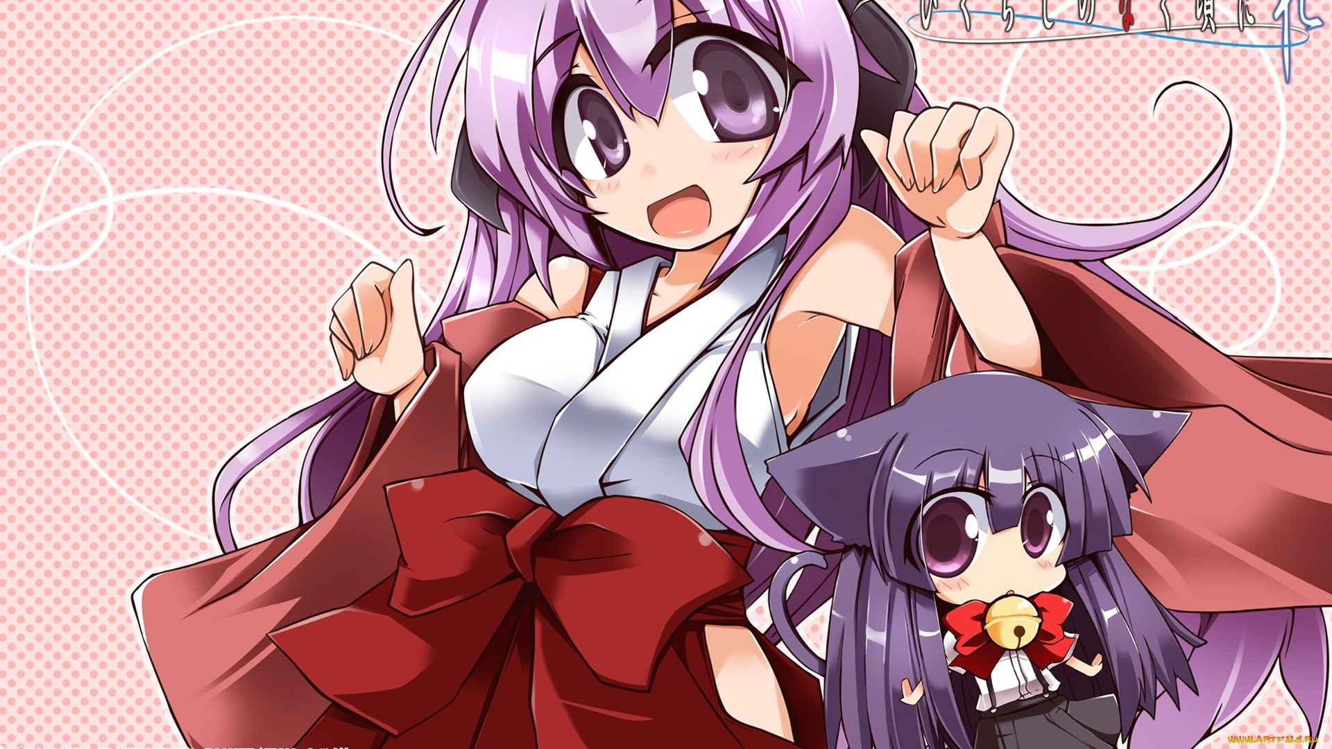 аниме, higurashi, no, naku, koro, ni, девушки, furude, rika, hanyuu