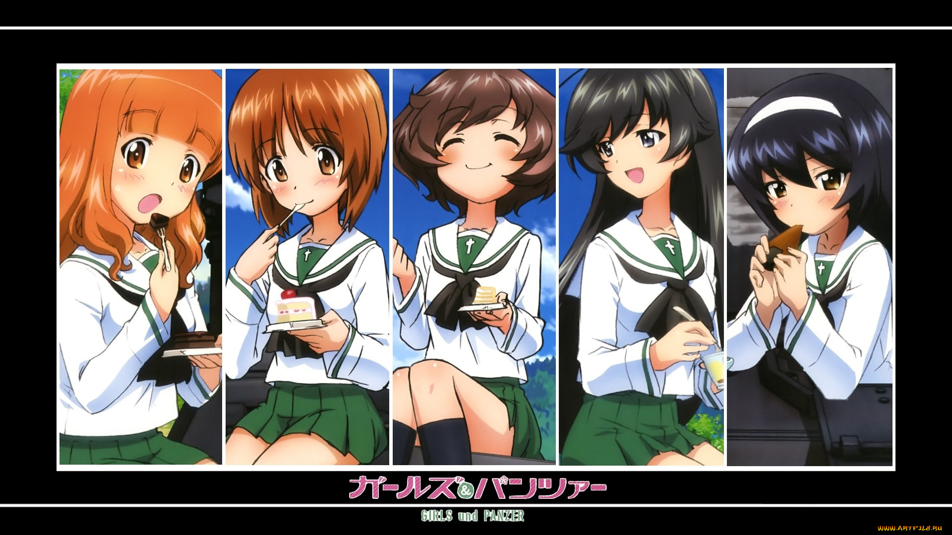 girls, und, panzer, аниме, сок, пирожные, девушки