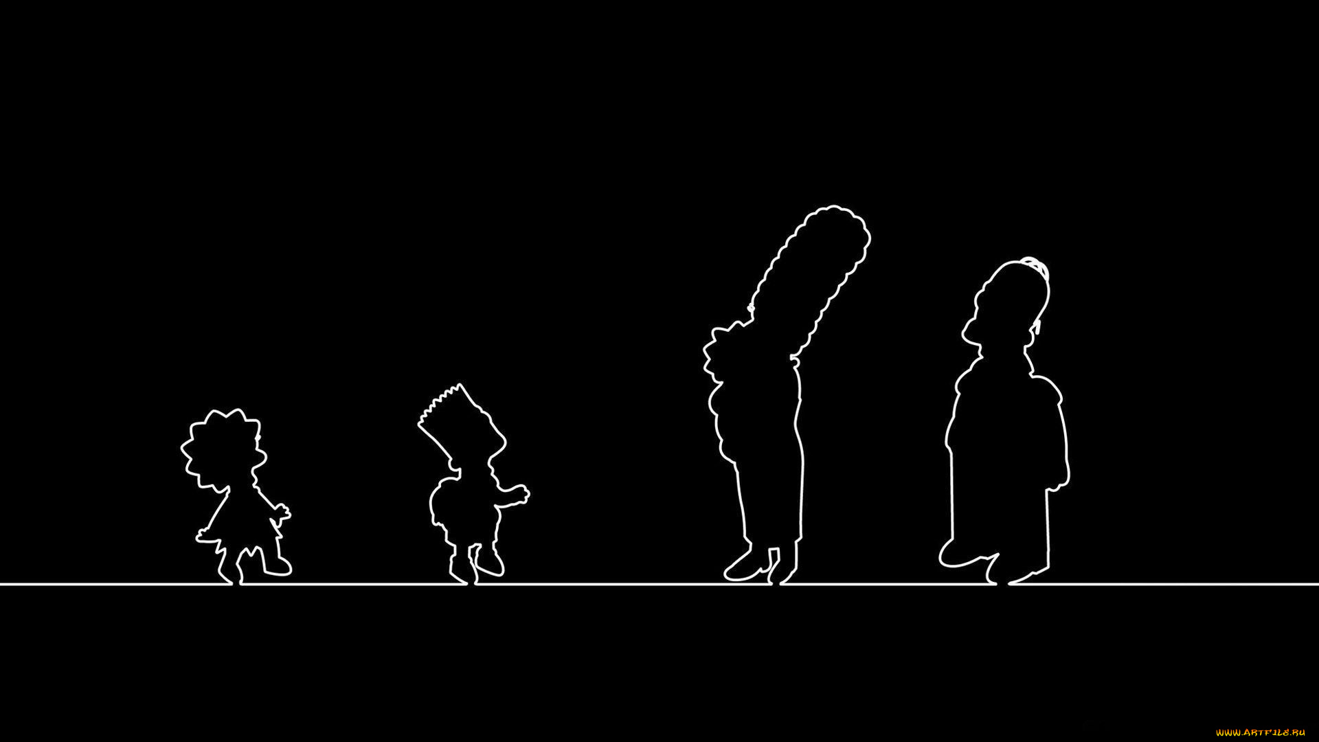 мультфильмы, the, simpsons, контур, очертание