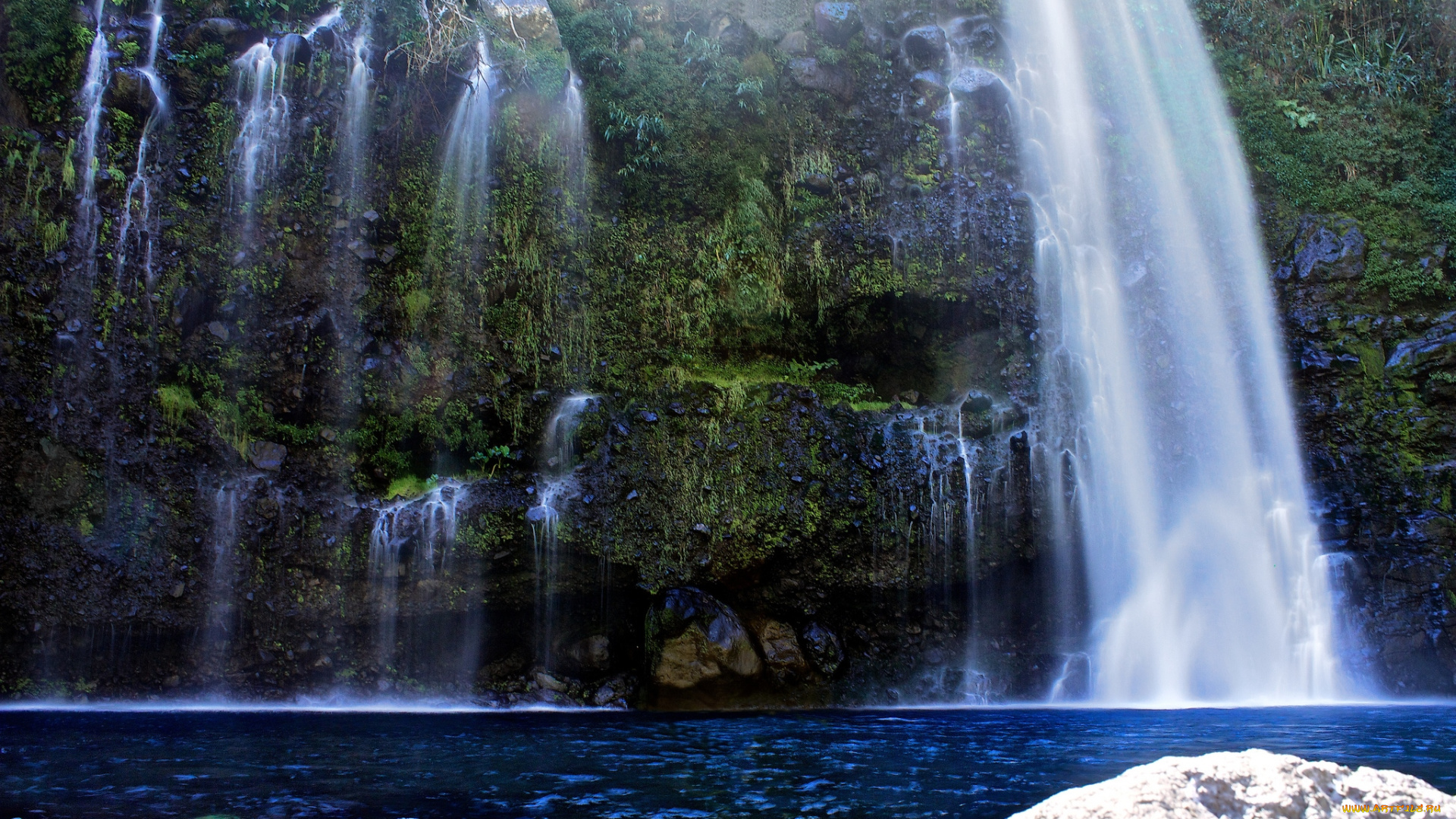 природа, водопады, поток, вода