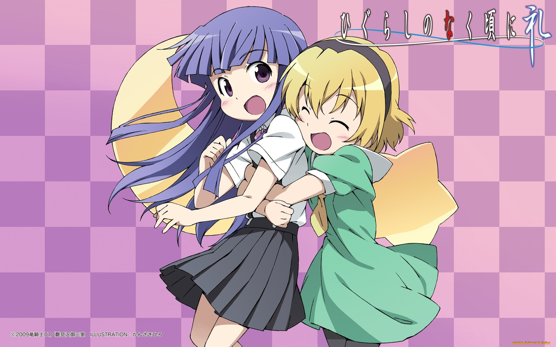 аниме, higurashi, no, naku, koro, ni, девушки, furude, rika, houjou, satoko