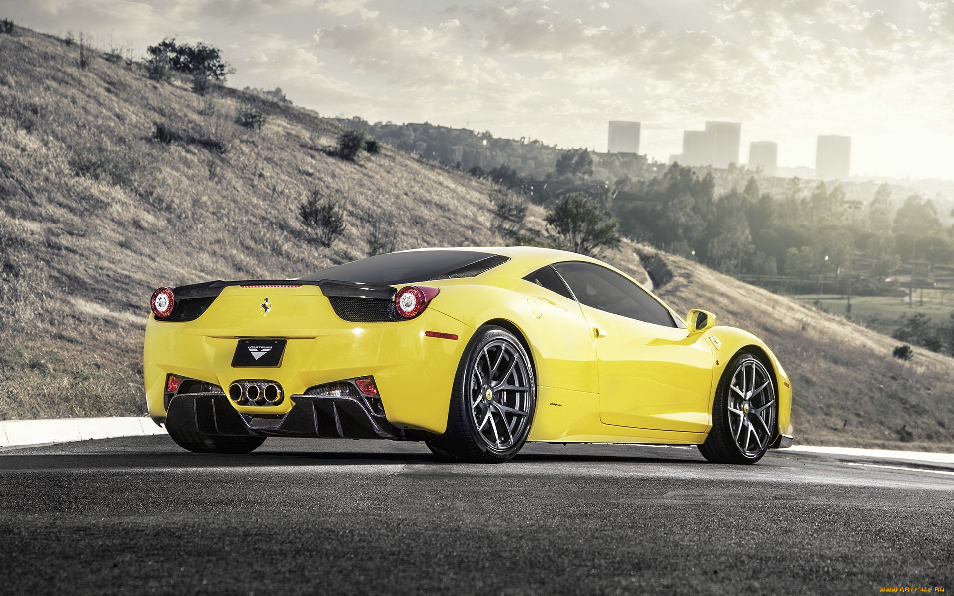 автомобили, ferrari, supercar, 458, yellow