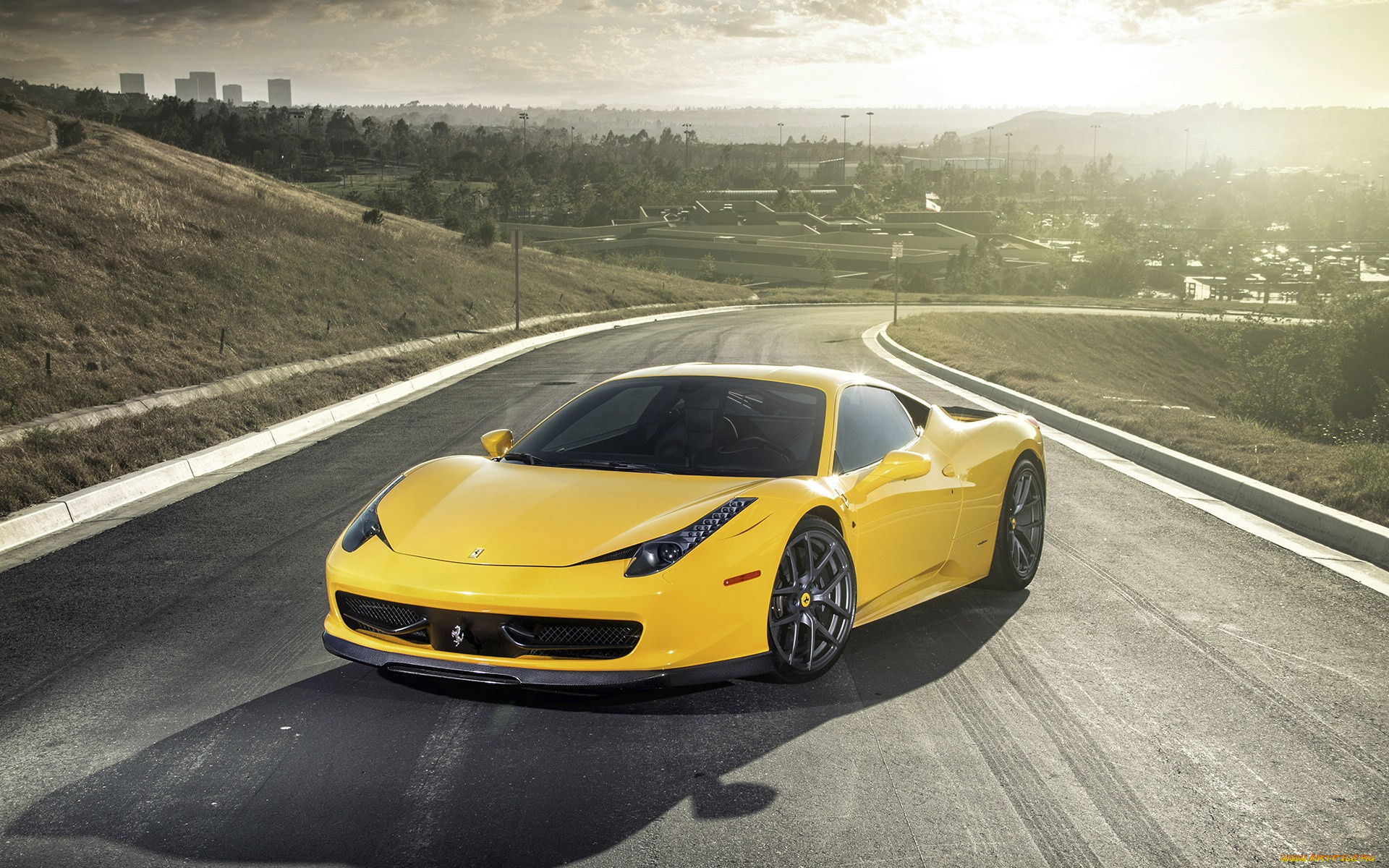 автомобили, ferrari, yellow, 458, supercar