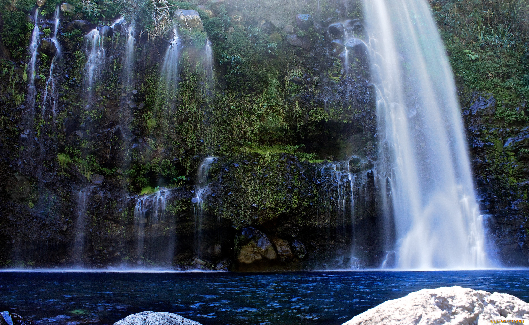 природа, водопады, поток, вода