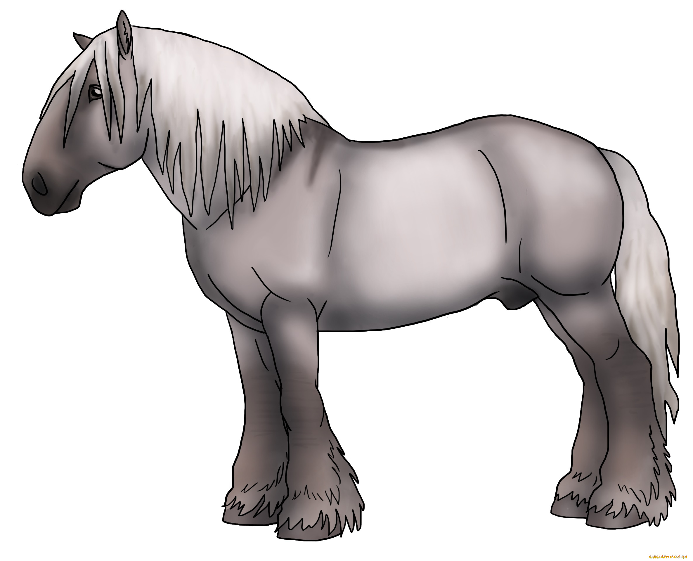 рисованные, животные, лошади, лошадь