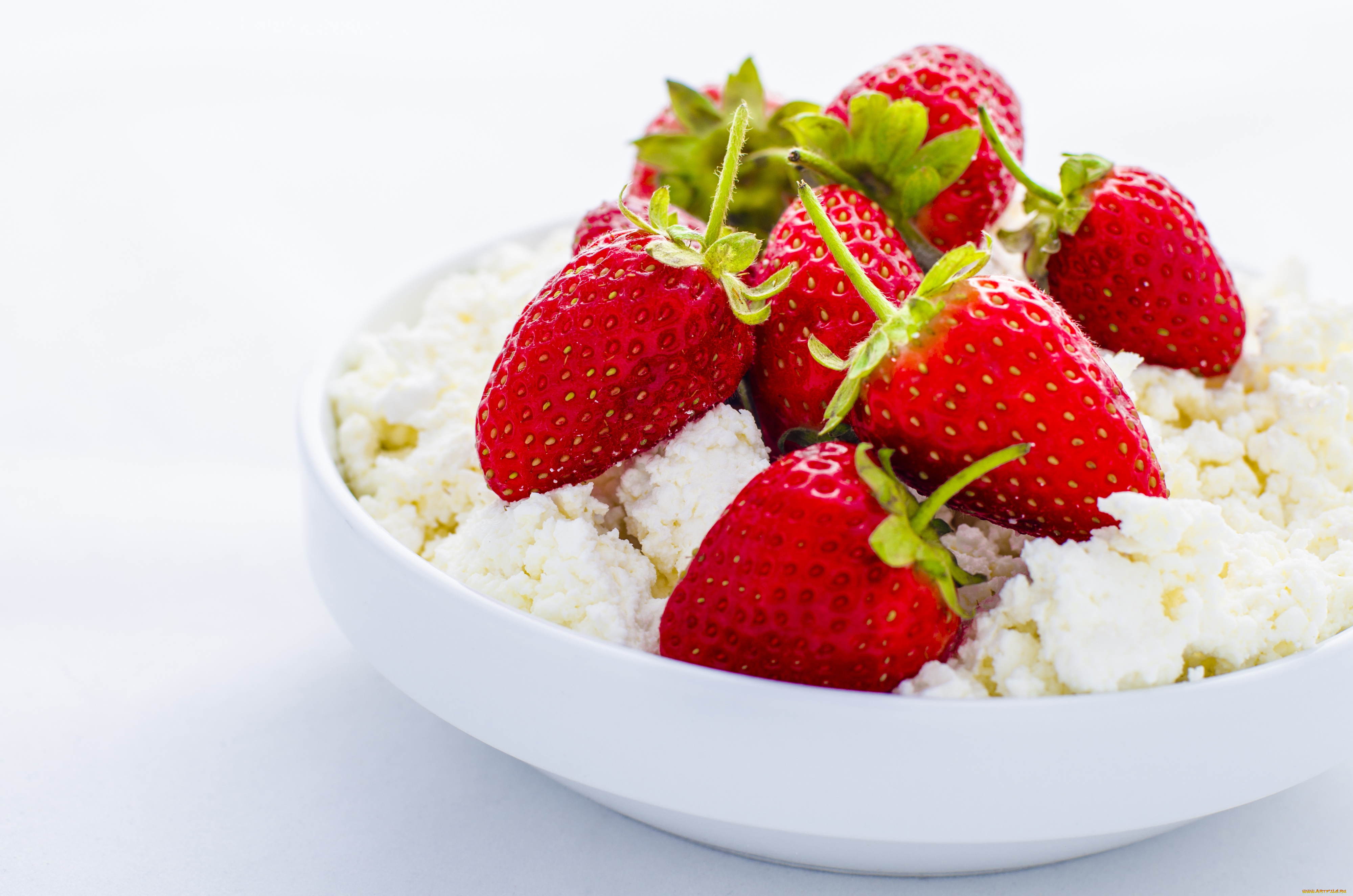 еда, клубника, земляника, творог