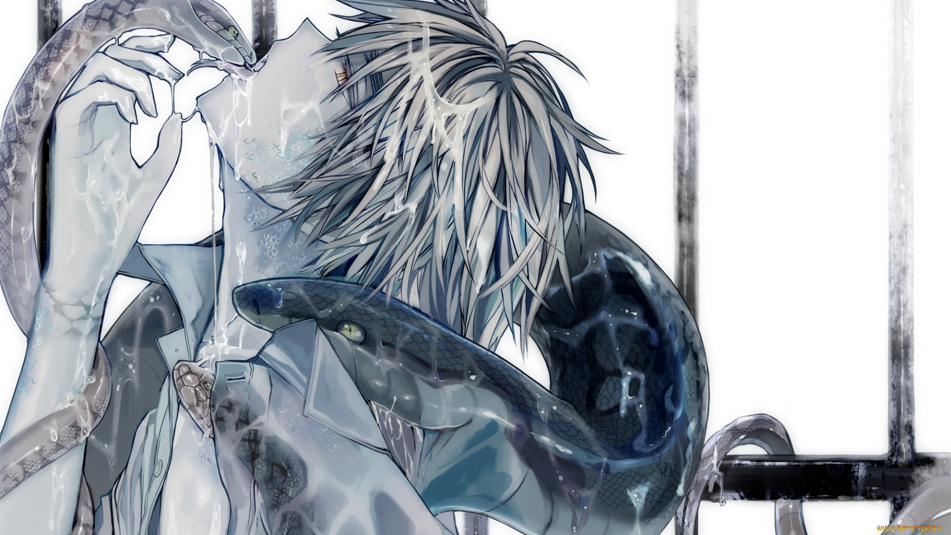 аниме, -animals, &, creatures, парень, змеи, язык