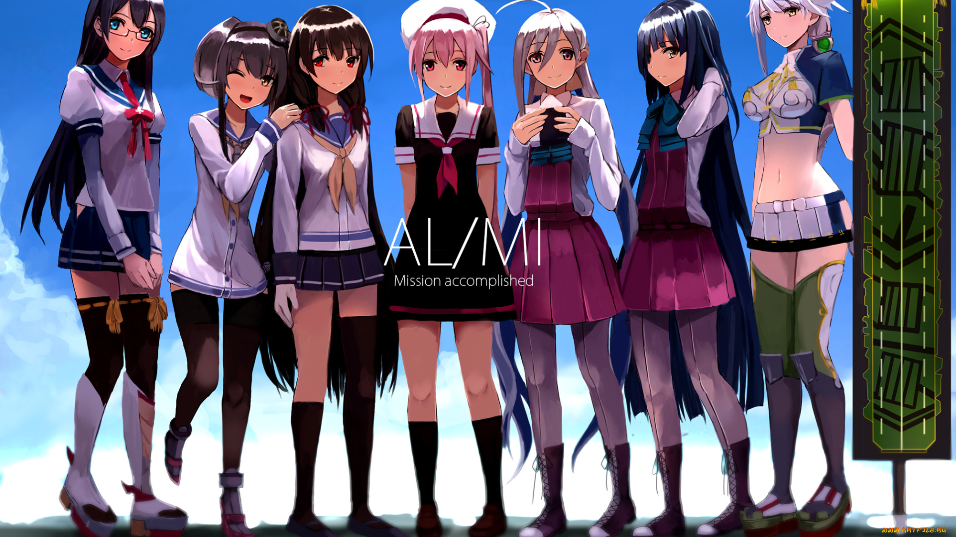 аниме, kantai, collection, девушки, группа, форма