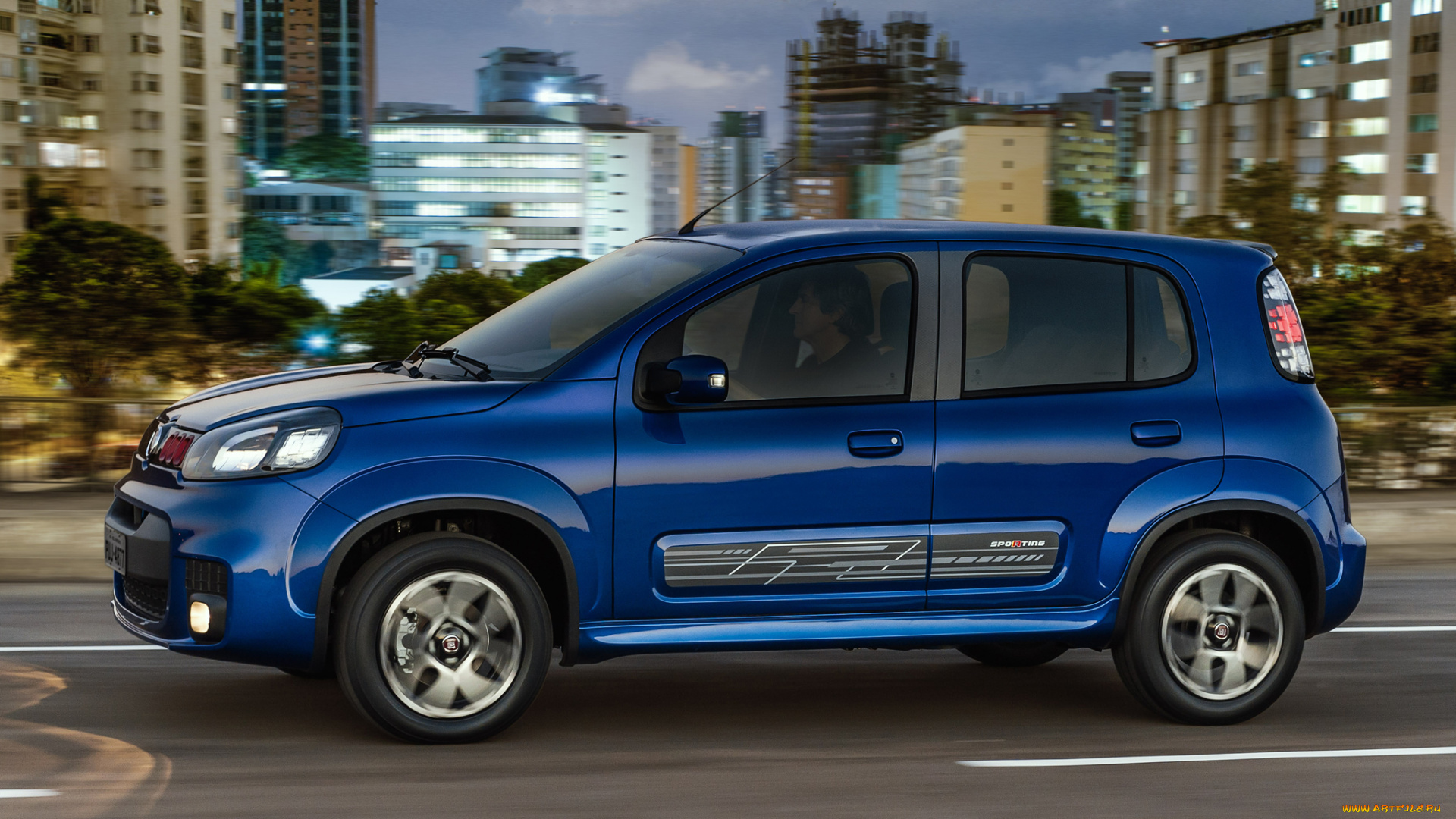 автомобили, fiat, синий, 2014г, sporting, uno