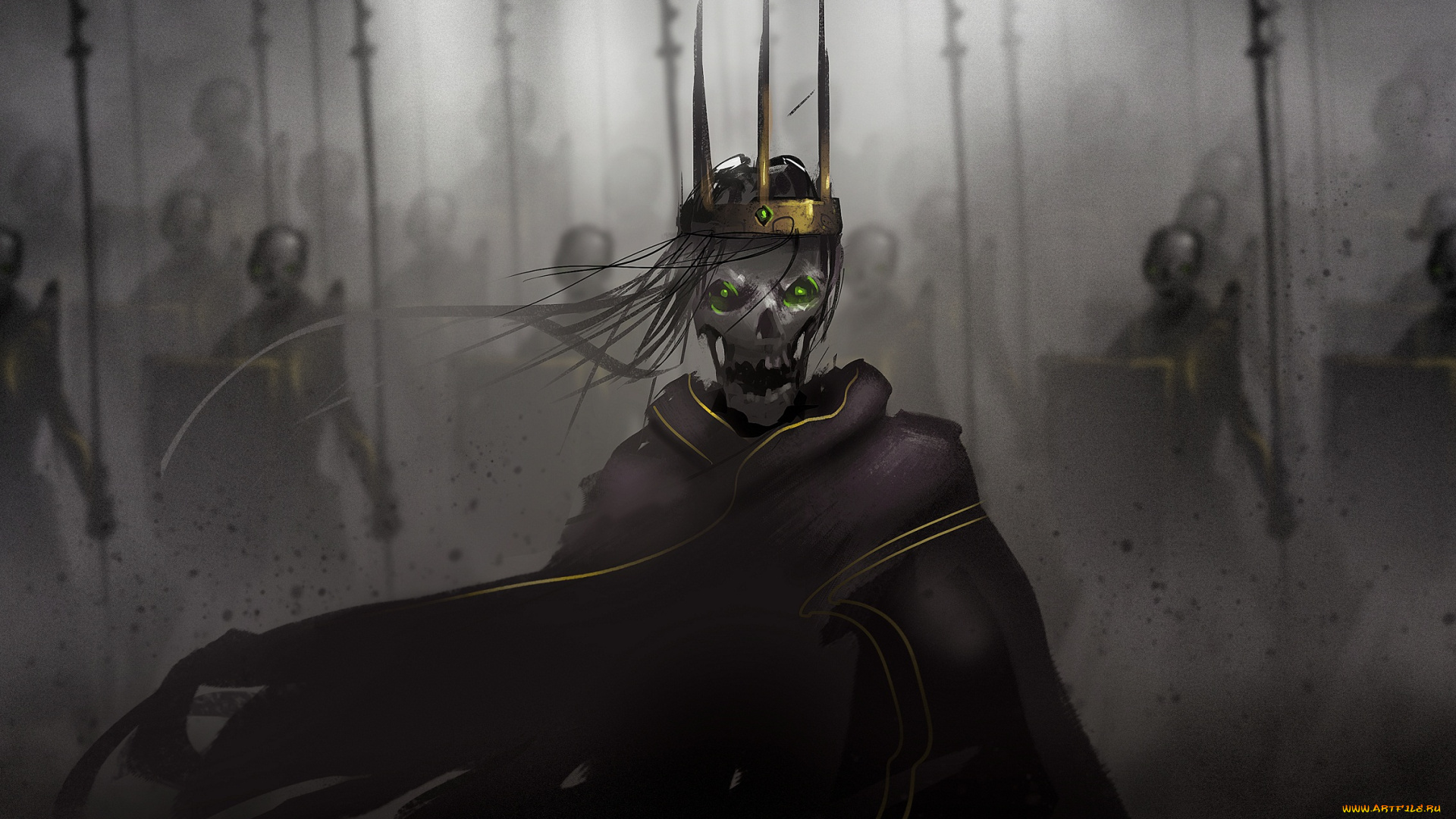 фэнтези, нежить, смерть, лорд, скелет, мертвецы, армия, тьма, ветер