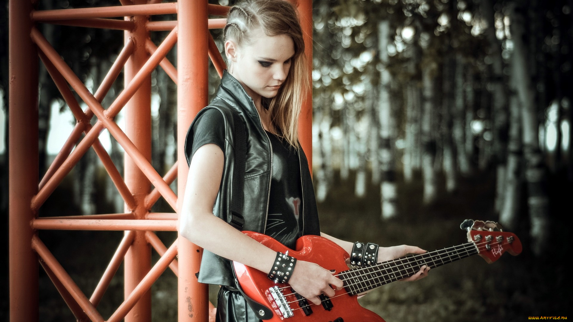 музыка, -, другое, девушка, гитара