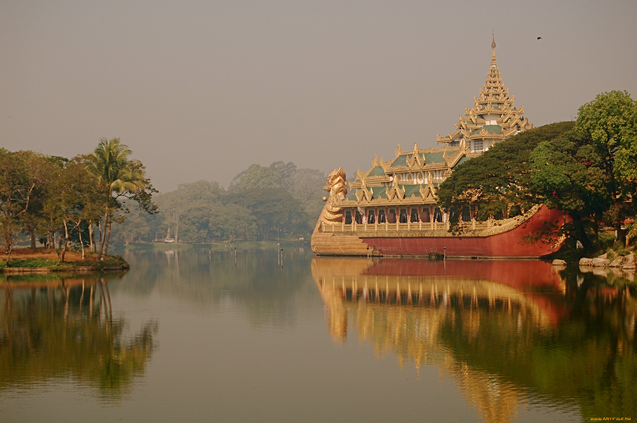 города, -, буддийские, и, другие, храмы, озеро, храм