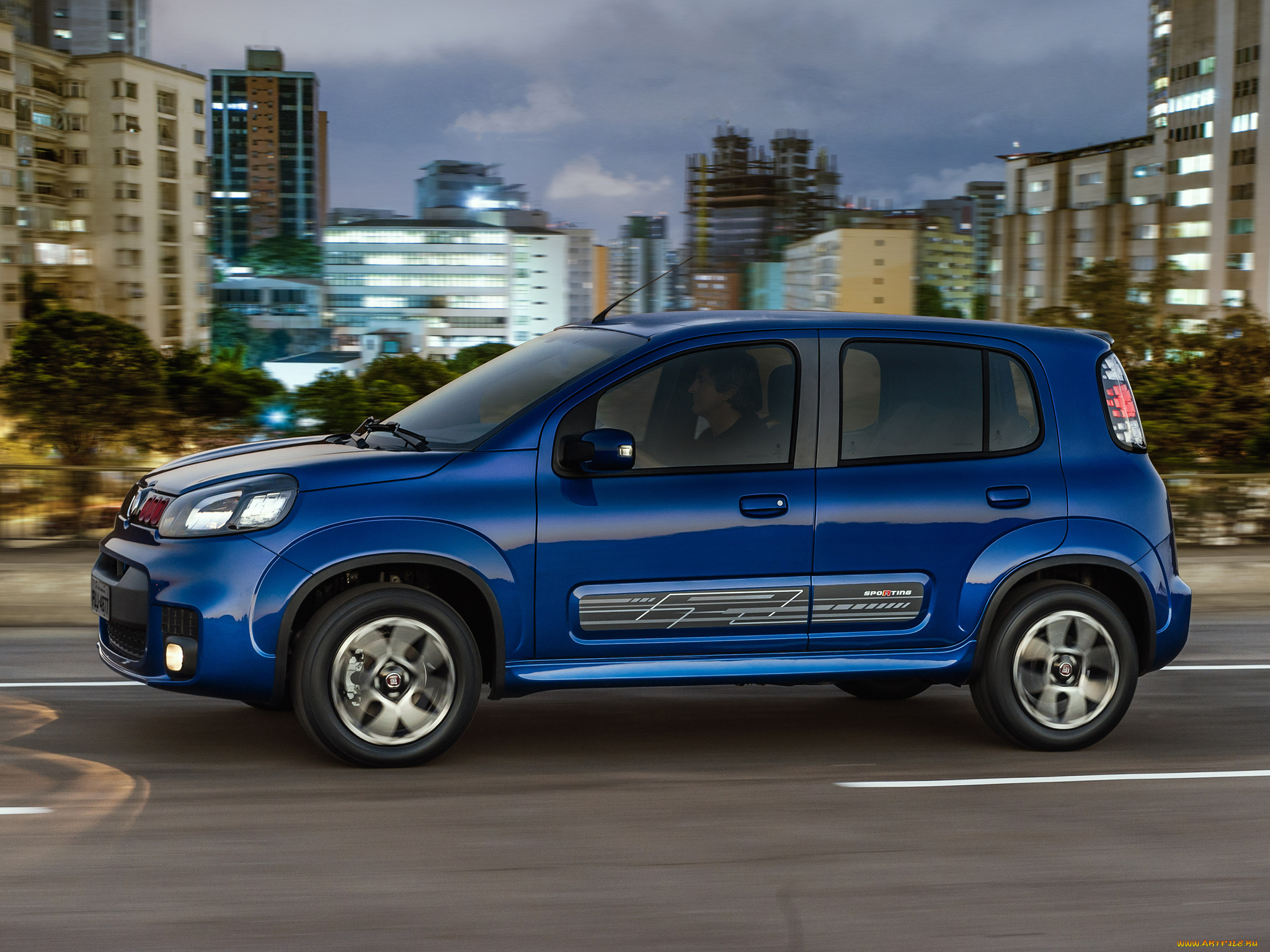 автомобили, fiat, синий, 2014г, sporting, uno