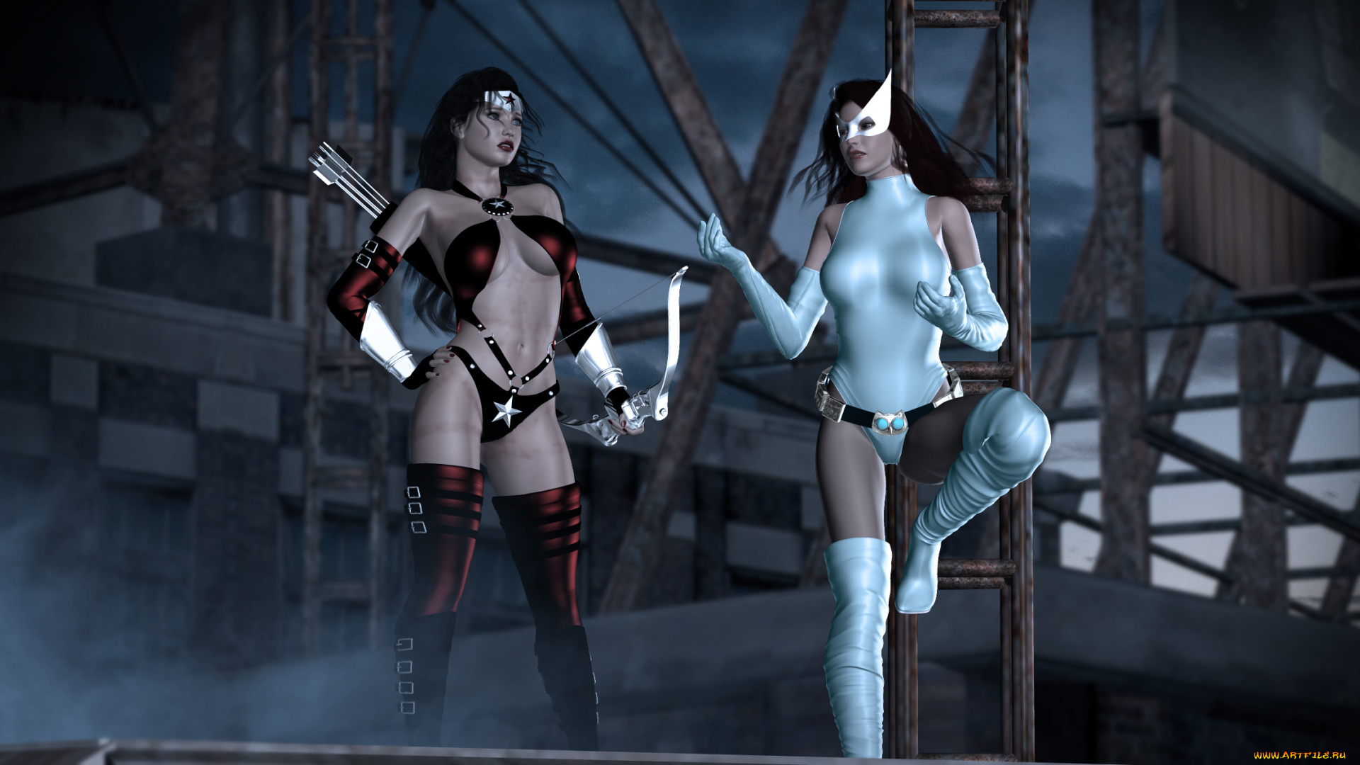 3д, графика, амазонки, , amazon, фон, взгляд, девушки, оружие