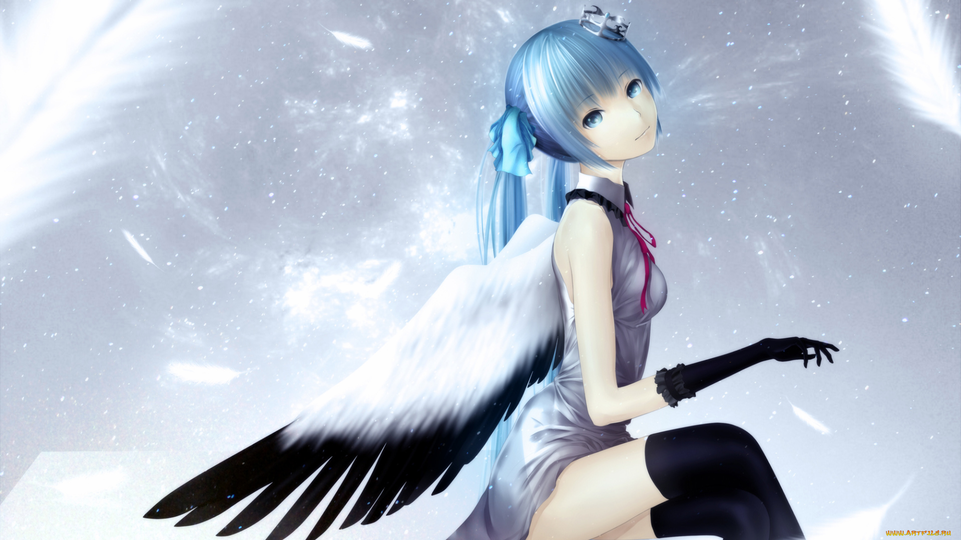 аниме, ангелы, , демоны, девушка, ангел, фон, взгляд, hatsune, miku